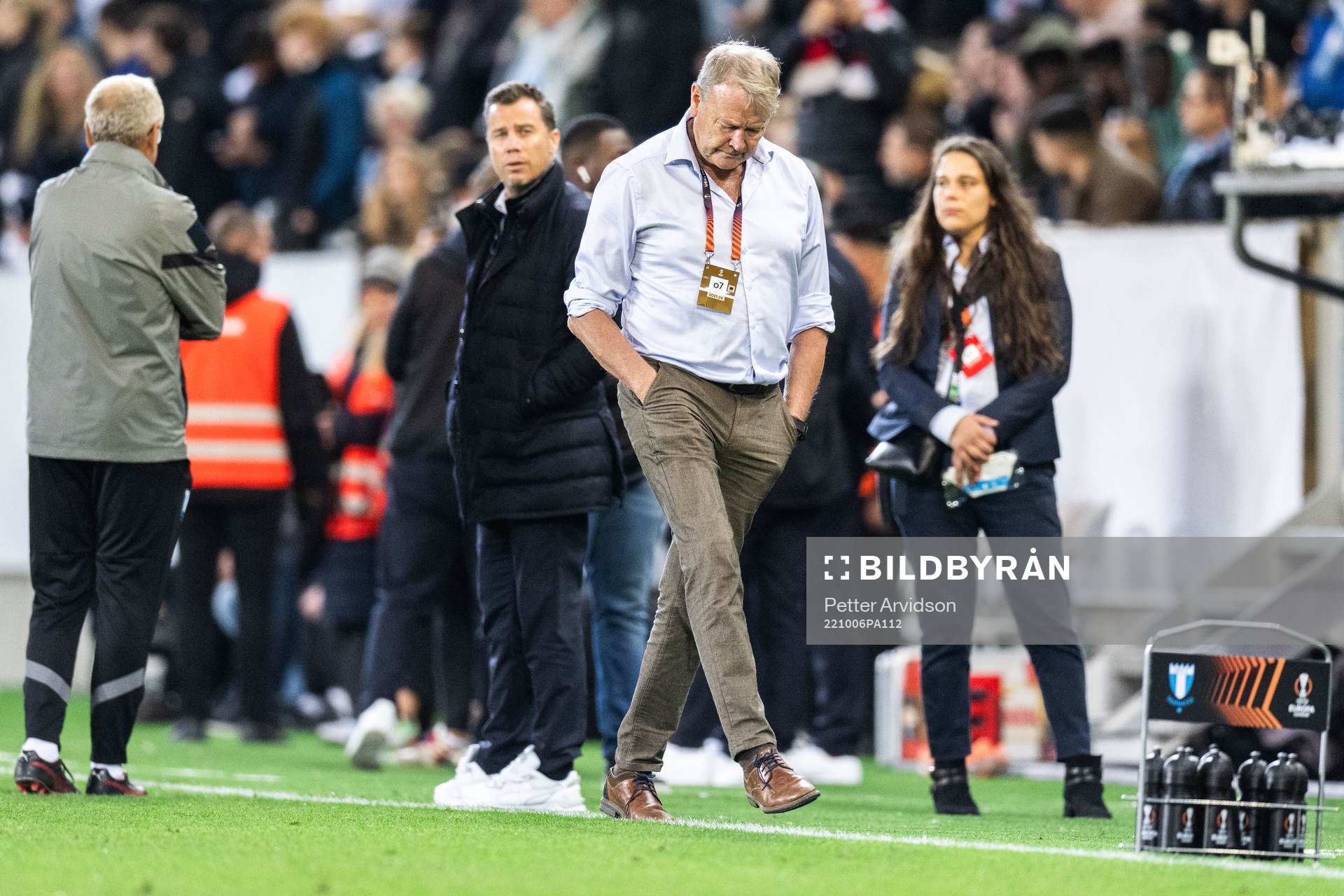 Head coach Åge Hareide of Malmö FF looks dejected