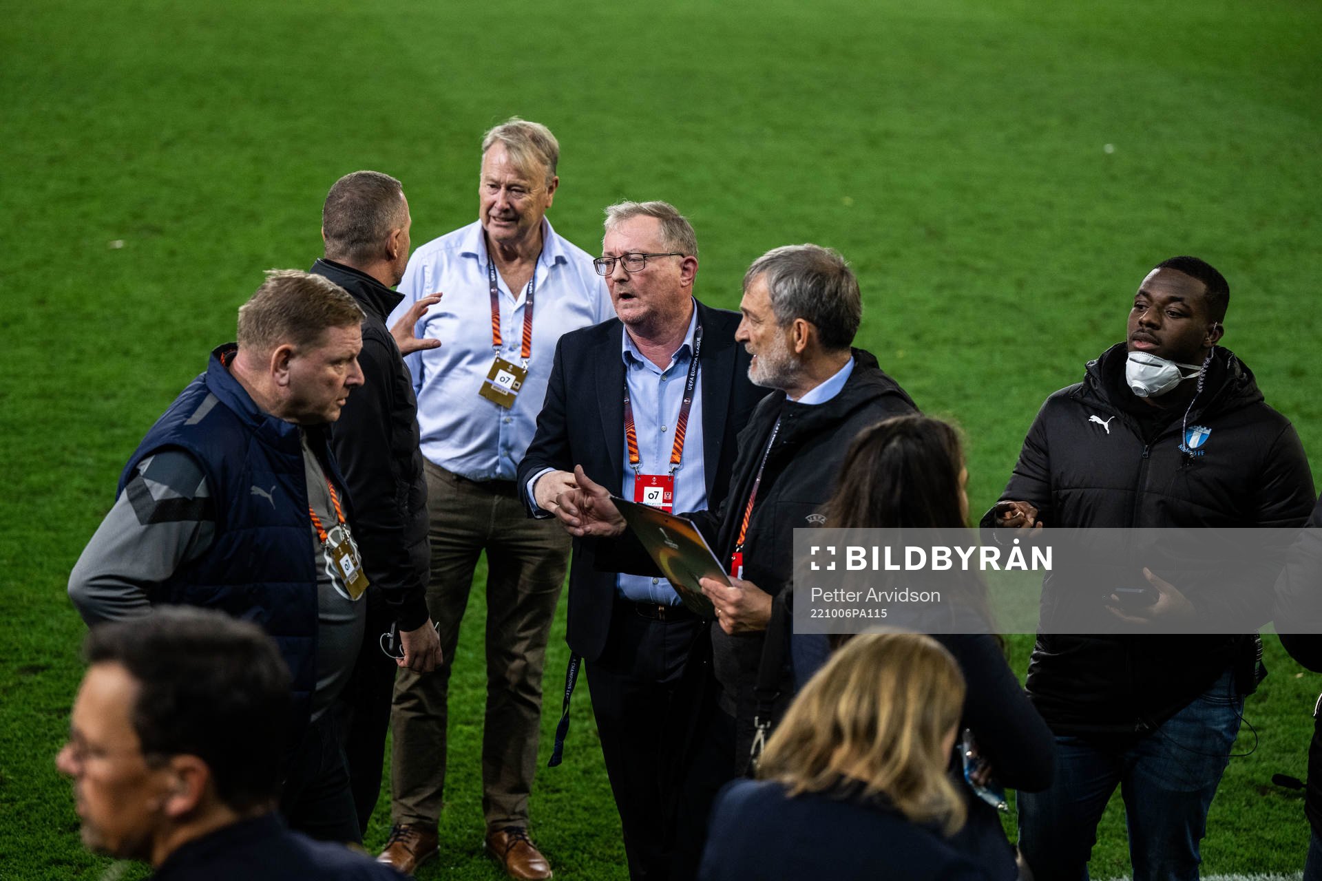Head coach Åge Hareide, UEFA representatives and head of