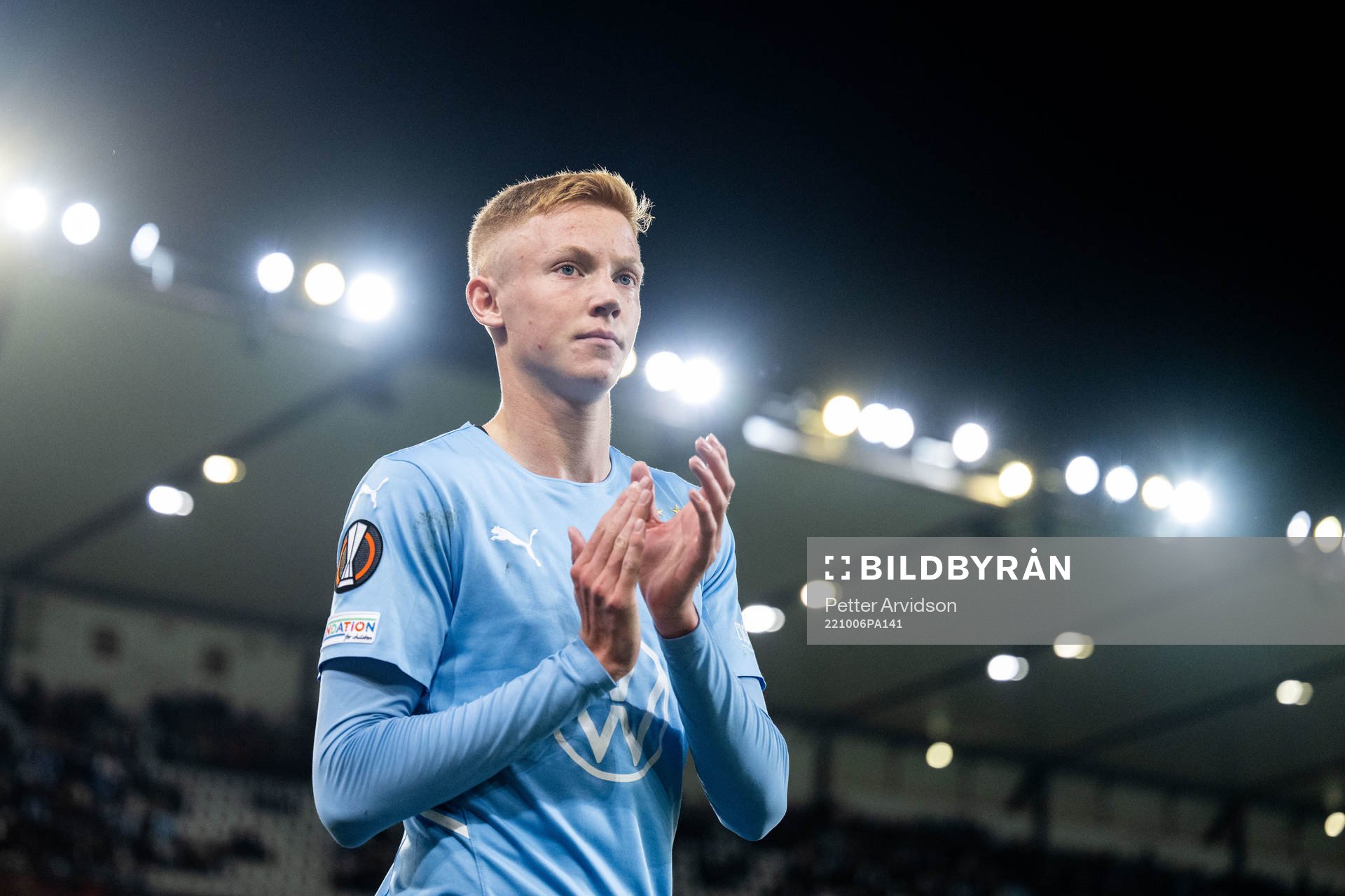 Hugo Larsson of Malmö FF looks dejected