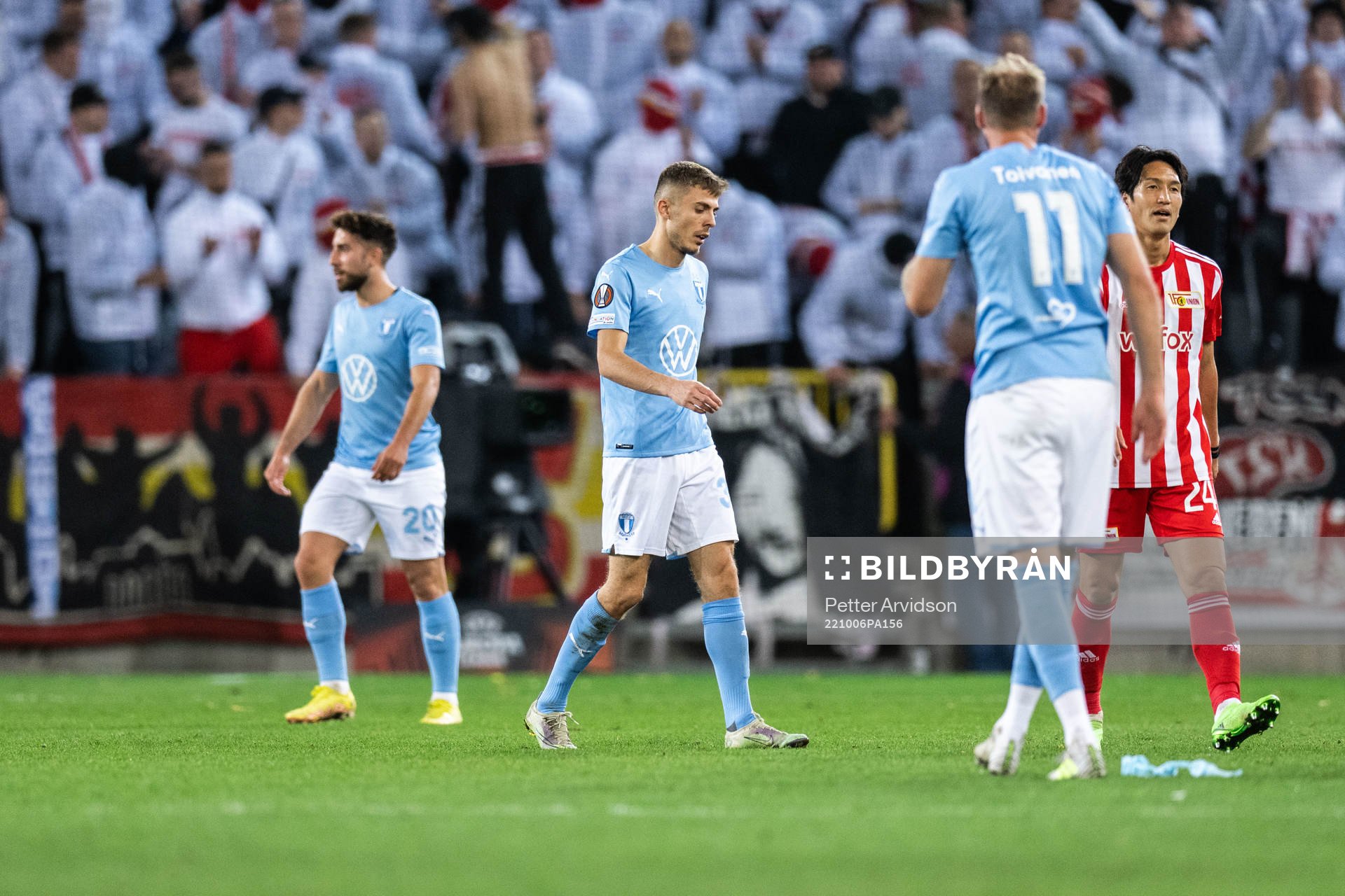 Patriot Sejdiu of Malmö FF looks dejected