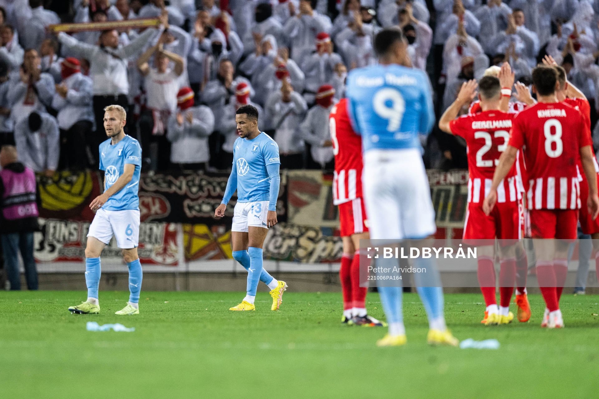 Oscar Lewicki and Martin Olsson of Malmö FF looks dejected