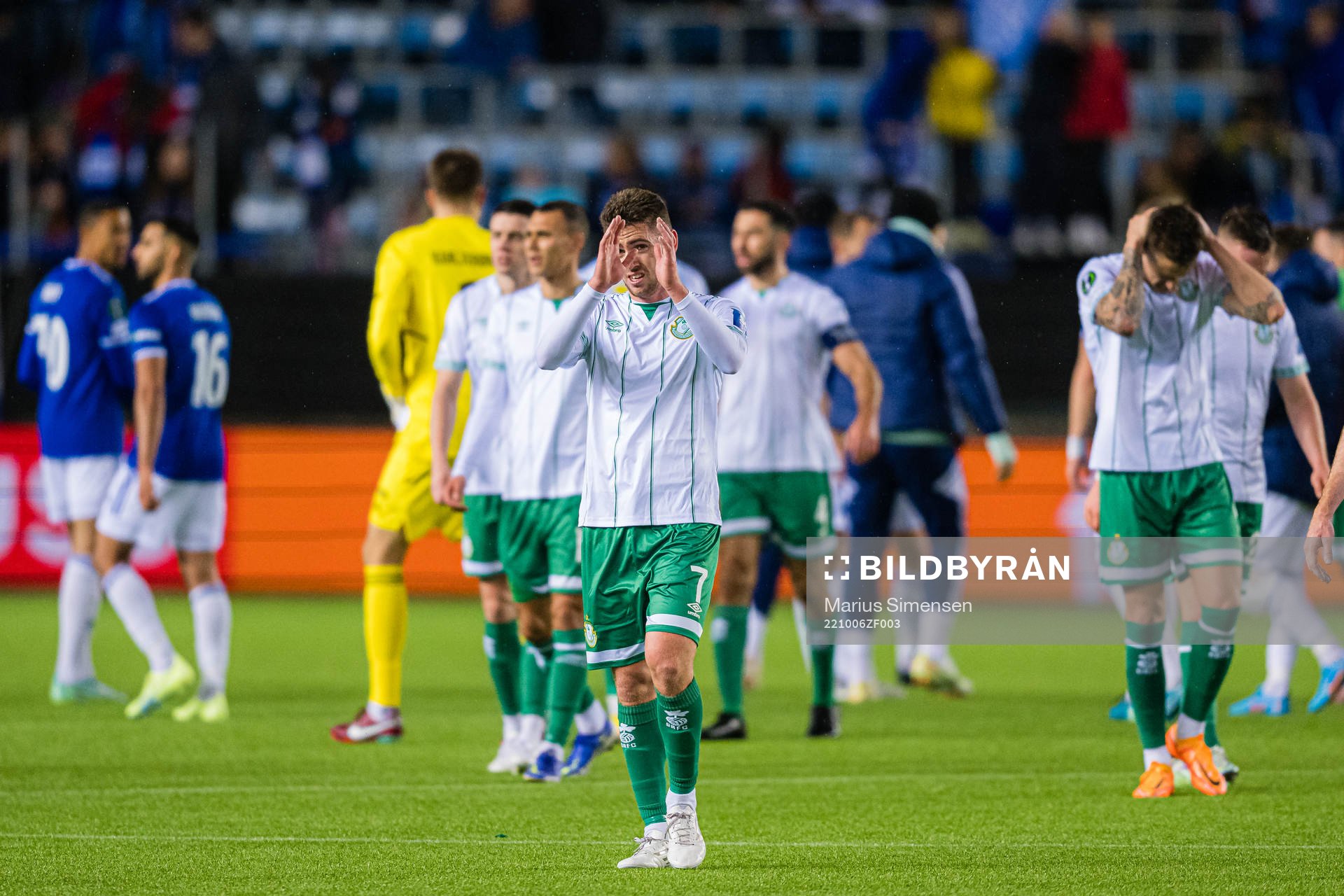 Dylan Watts of Shamrock Rovers after the UEFA Europa Conference League match between Molde and Shamrock Rovers on October 6, 2022 in Molde.