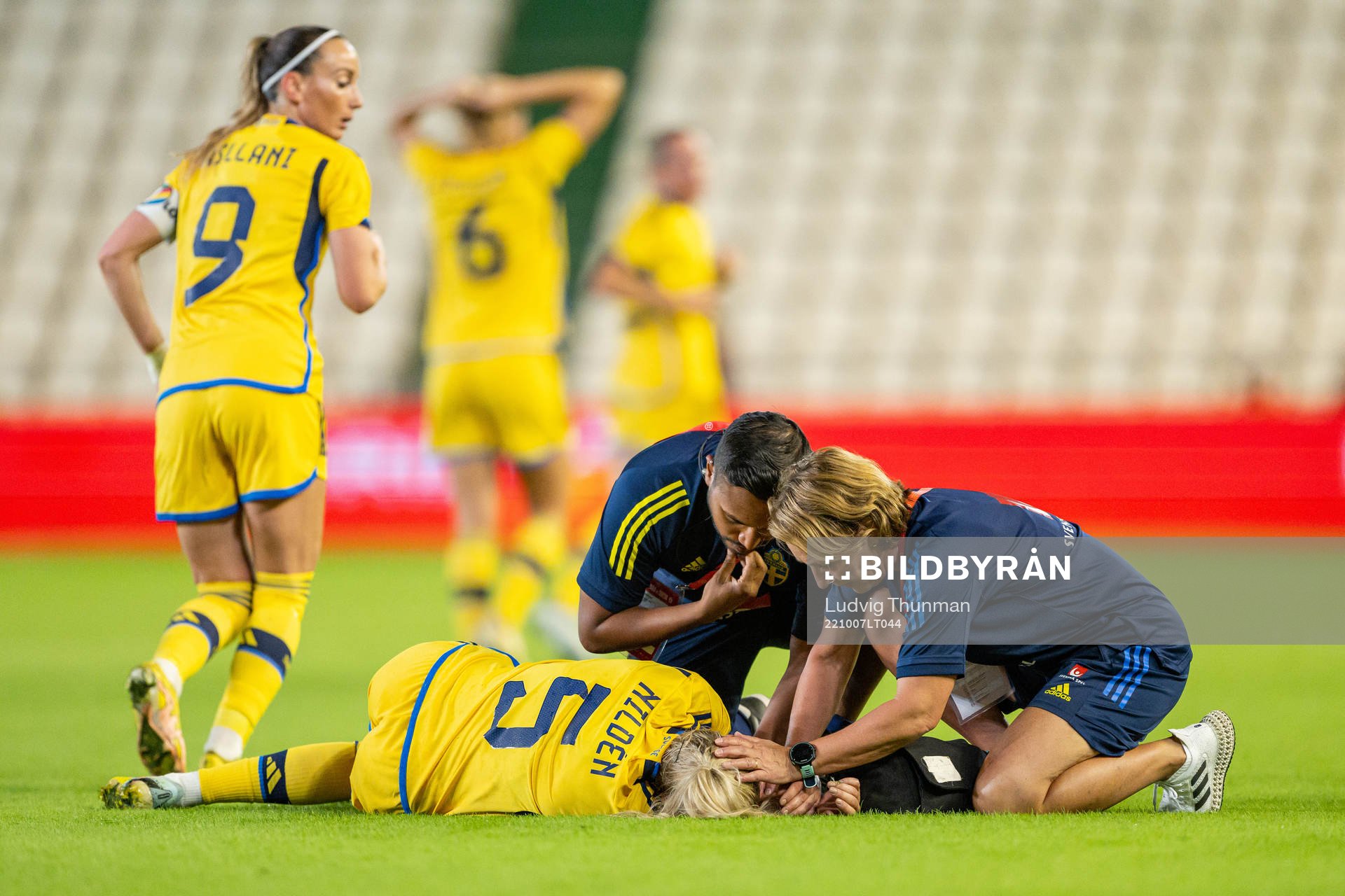 Amanda Nilden of Sweden in pain