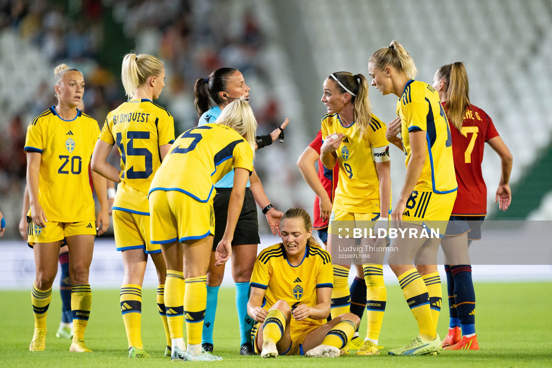 Magdalena Eriksson of Sweden in pain