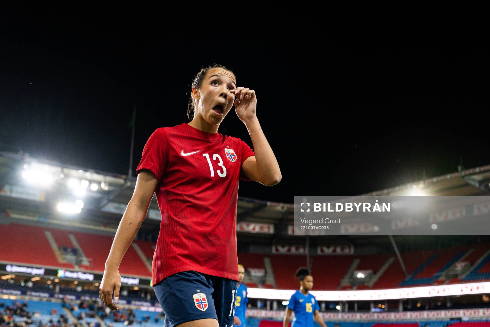 Celin Bizet Ildhusøy of Norway looks dejected