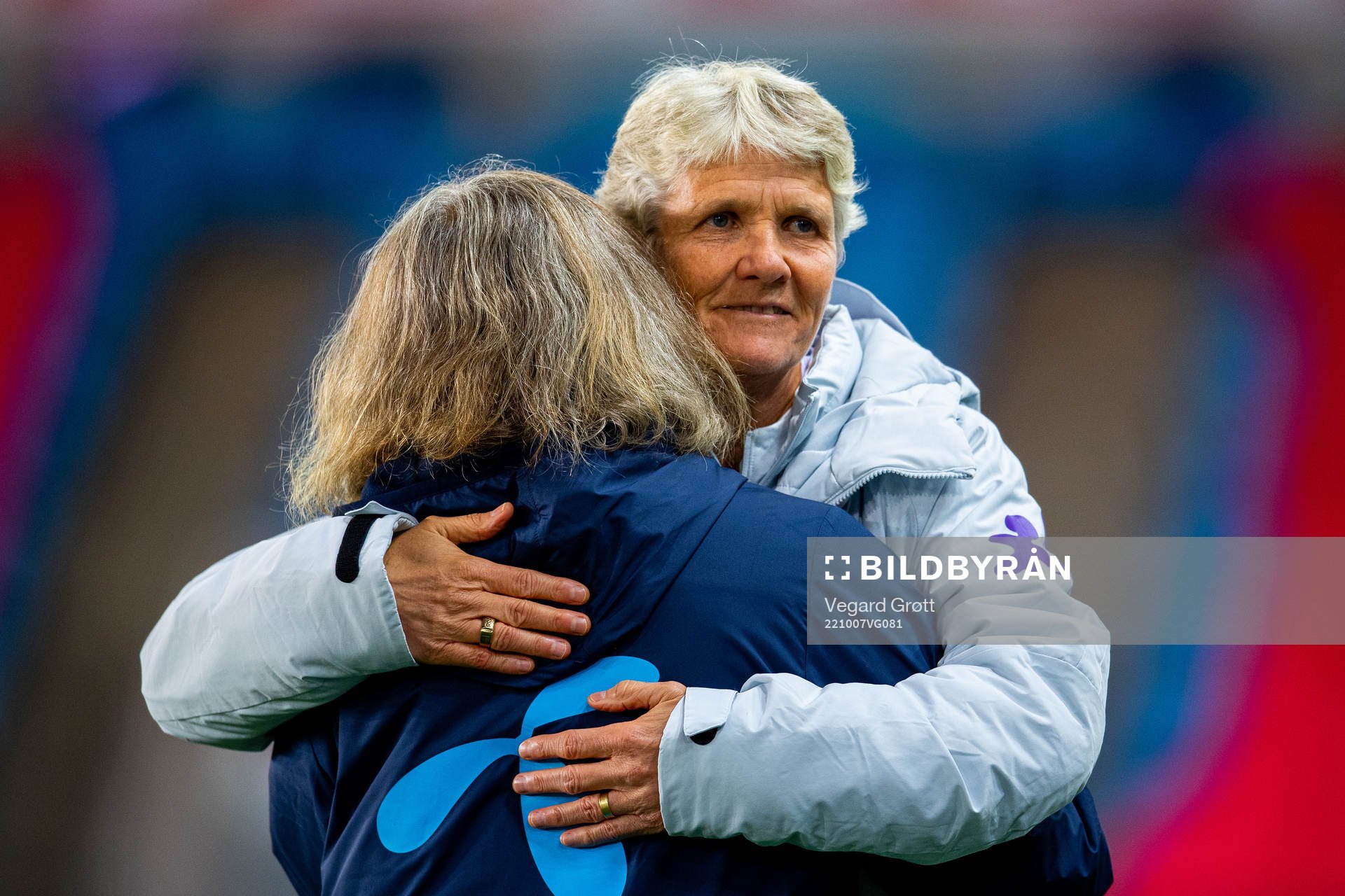 Hege Riise, head coach of Norway, and Pia Sundhage, head