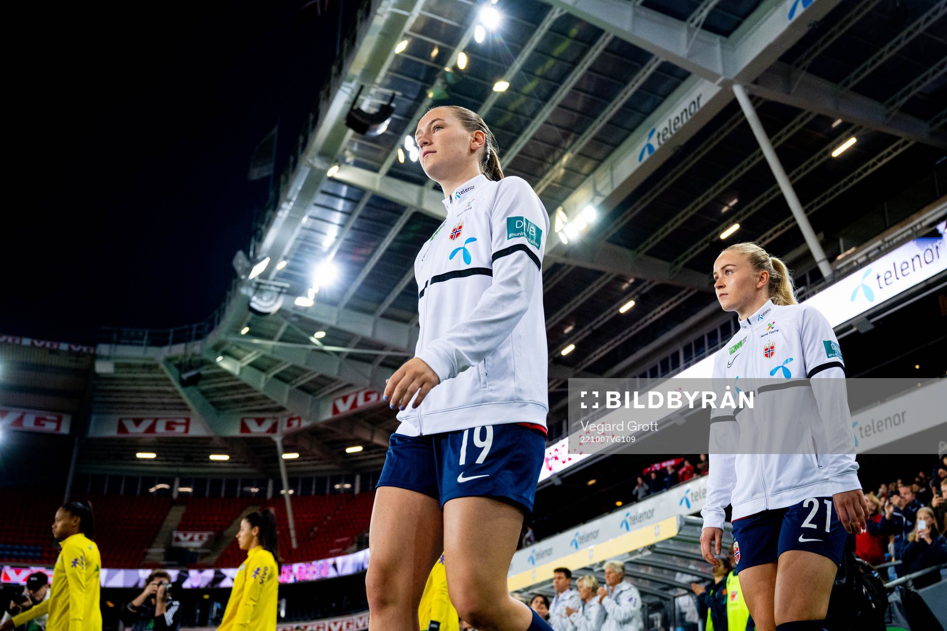 Elisabeth Terland and Anna Jøsendal of Norway enter the