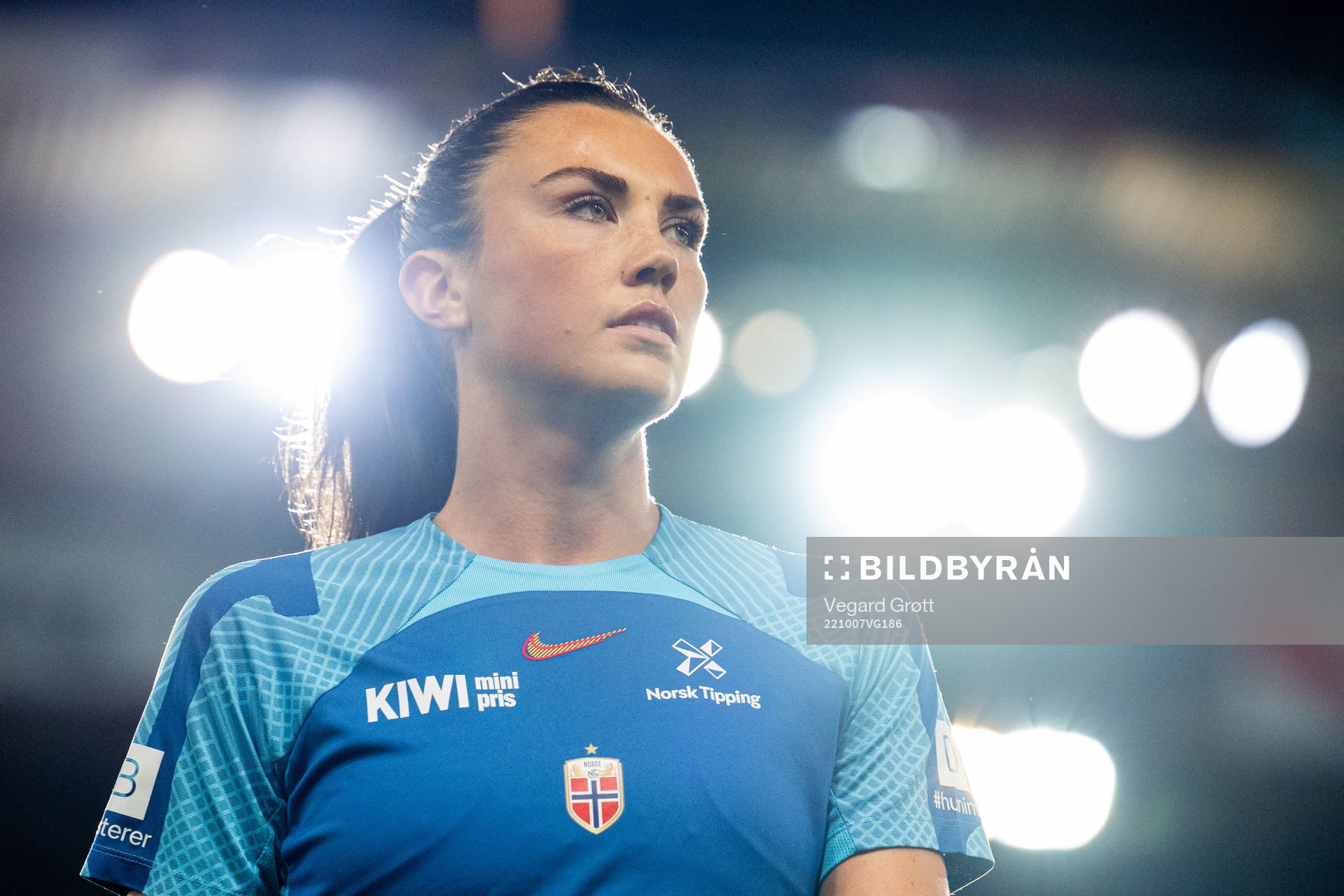 Ingrid Syrstad Engen of Norway warms up