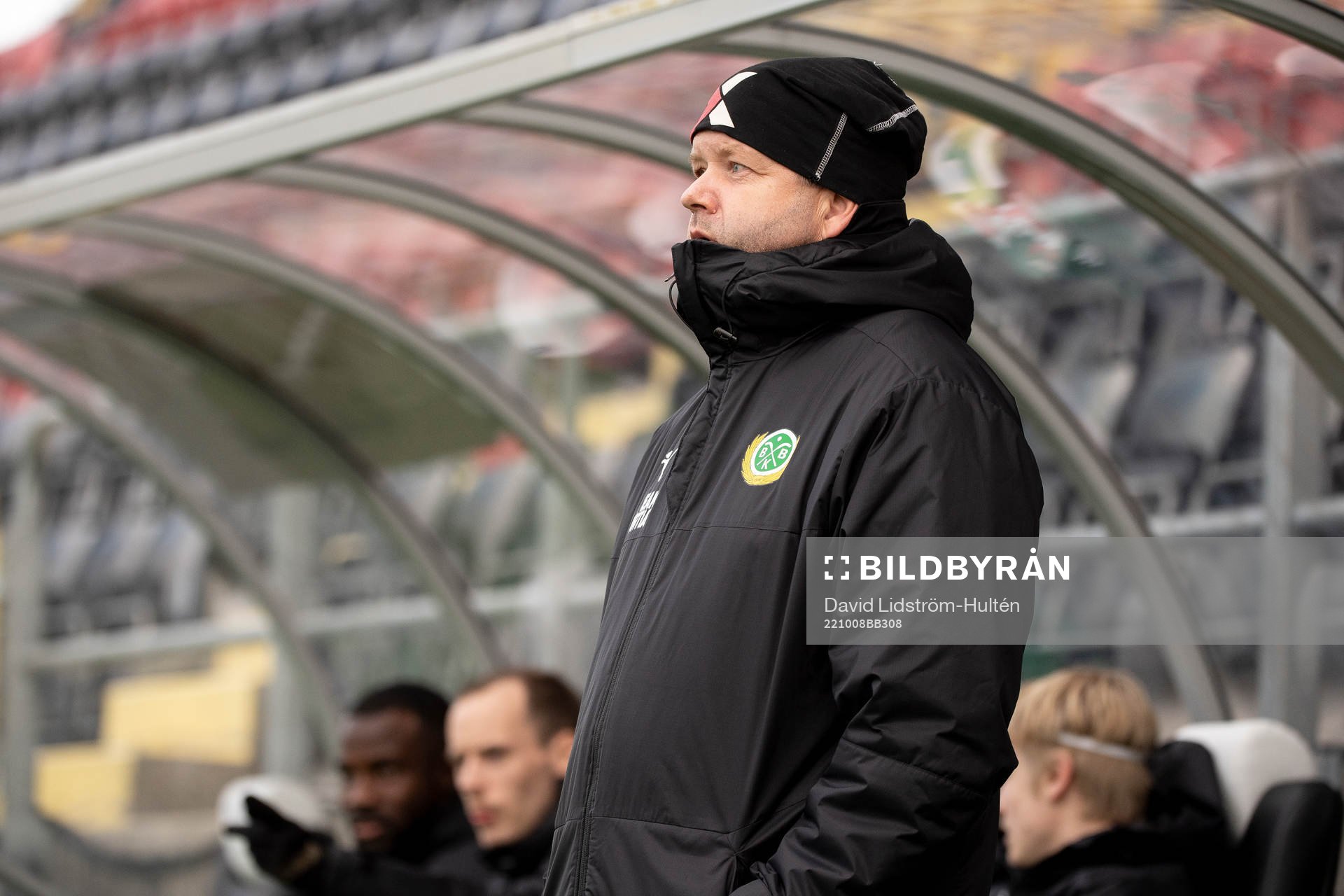 Bodens tränare Christian Samuelsson under fotbollsmatchen i Division 2 - Norrland mellan IFK Östersund och Bodens BK den 8 oktober 2022 i Östersund.