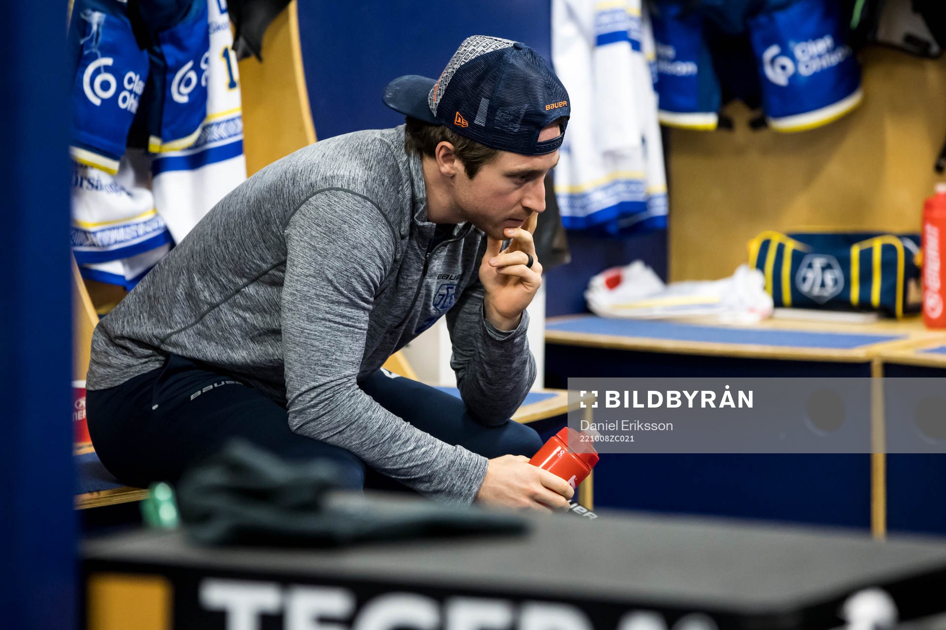 Leksands Justin Glenn Kloos innan ishockeymatchen i SHL