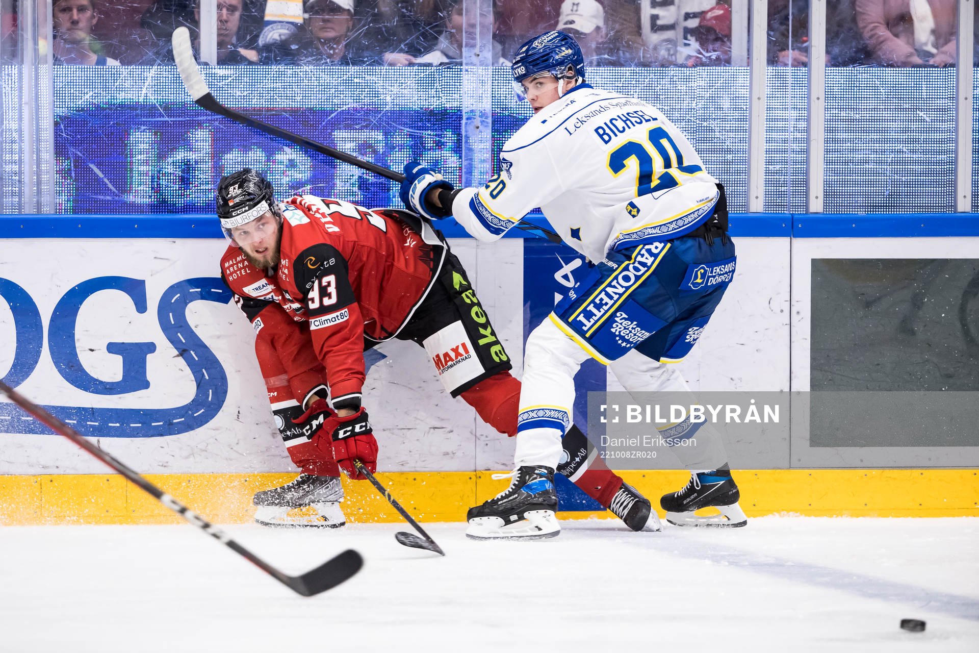 Malmö Redhawkss Kristian Vesalainen och Leksands Lian