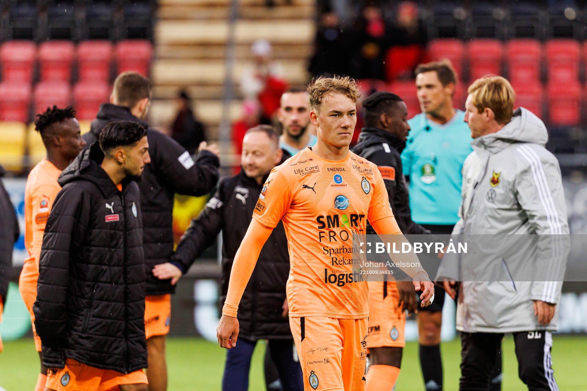 AFC Eskilstunas Anton Ekeroth efter fotbollsmatchen i Superettan mellan Östersund och AFC Eskilstuna den 9 oktober 2022 i Östersund.
