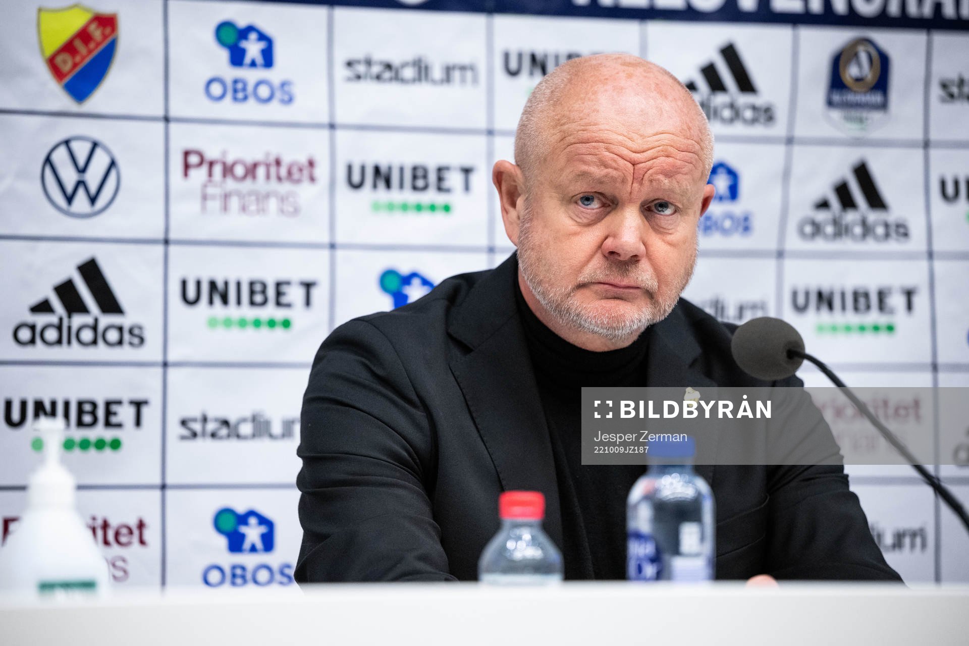 Häckens tränare Per-Mathias Høgmo under en presskonferens efter  fotbollsmatchen i Allsvenskan mellan Djurgården och Häcken den 9 oktober 2022 i Stockholm. 