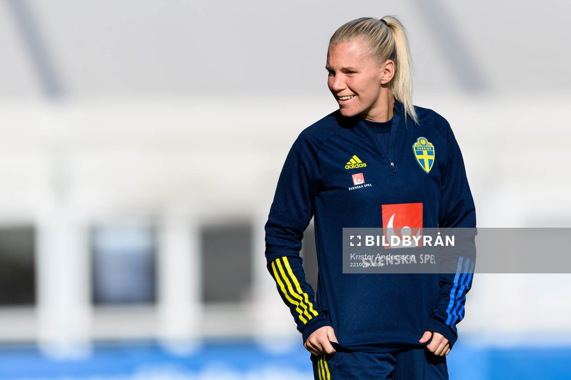 Josefine Rybrink under en träning med Sveriges U23 damlandslag den 9 oktober 2022 i Falkenberg. 