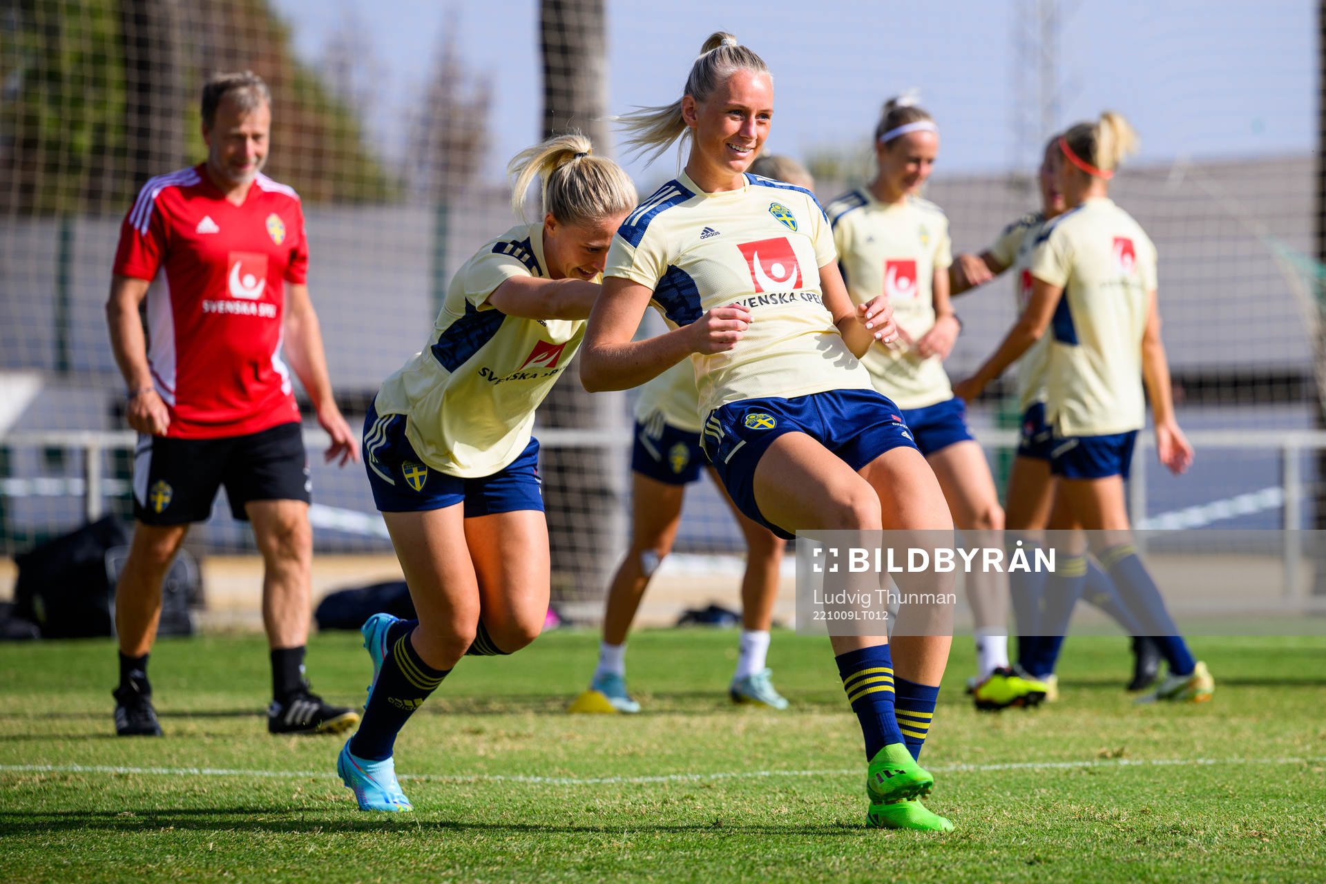 Rebecka Blomqvist and Stina Blackstenius of the Swedish