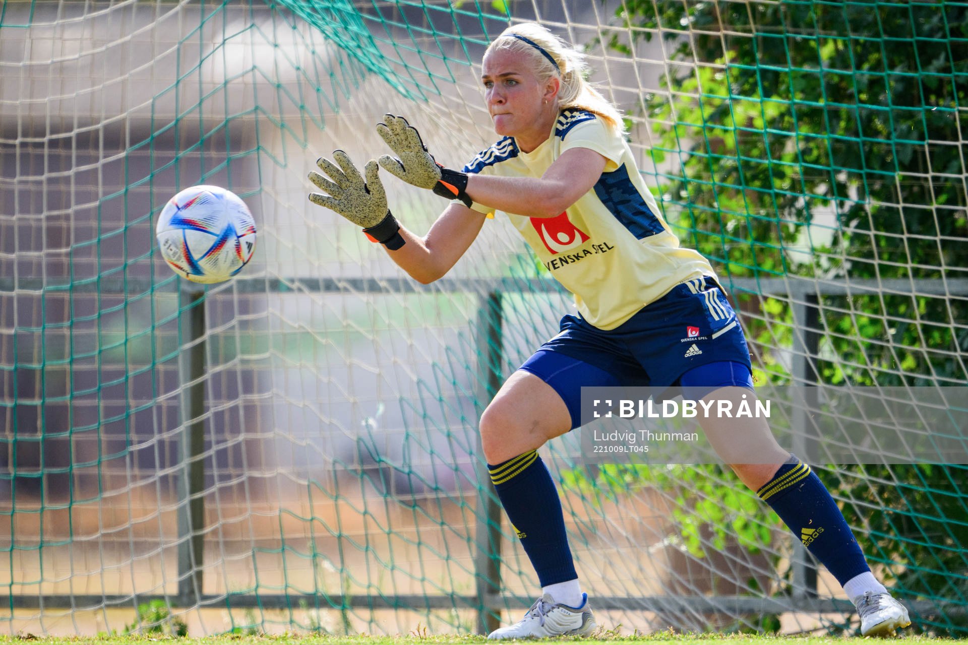 Goalkeeper Emma Holmgren of the Swedish women's national