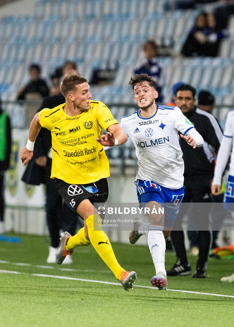 Mjällbys Ivan Kricak och IFK Norrköpings Laorent Shabani
