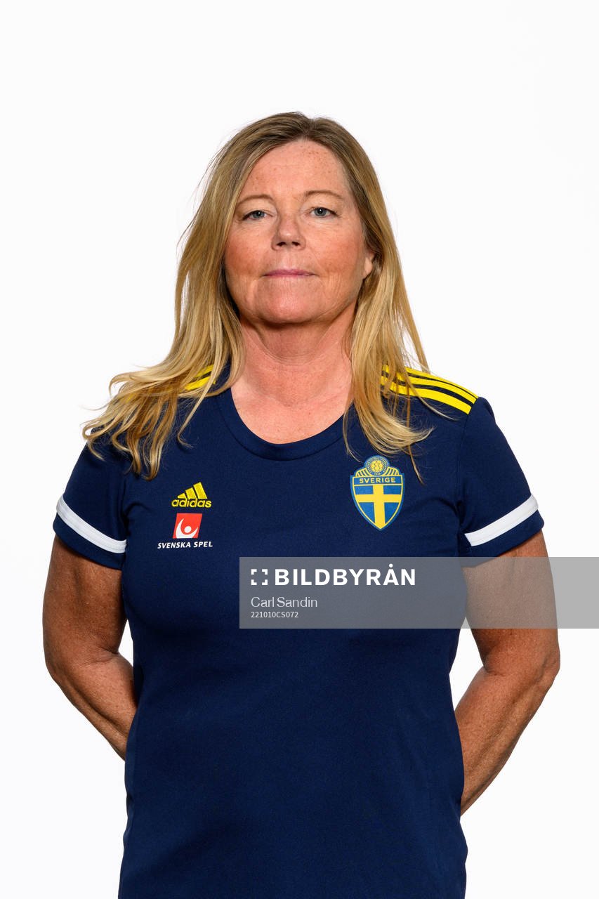 Marika Domanski Lyfors, head of delegation of the Swedish women's national football team poses for a portrait on October 10, 2022 in Göteborg. 