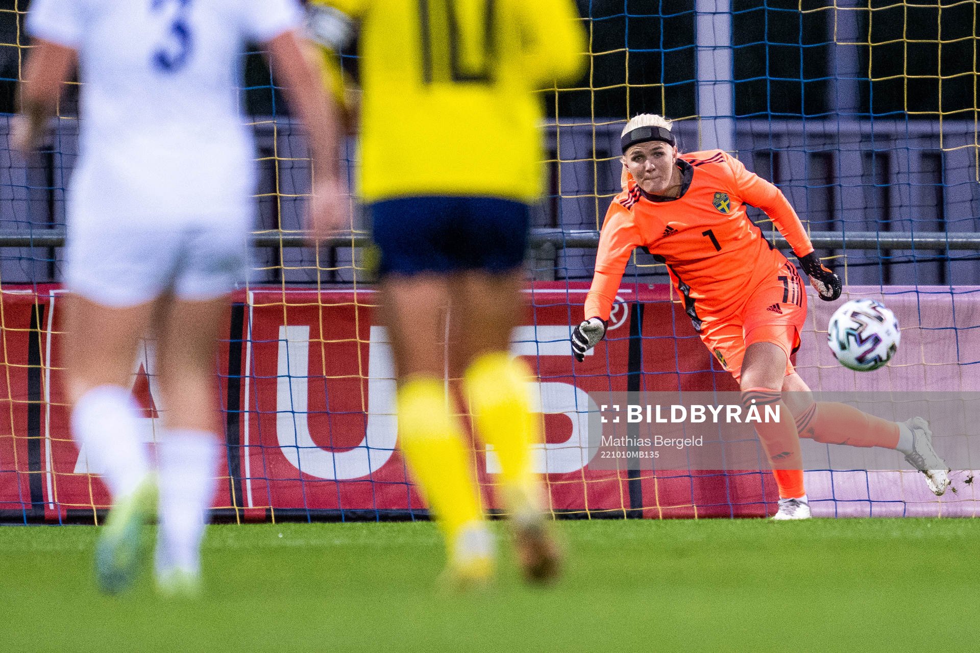 goalkeeper Emma Holmgren of Sweden during the international friendly U23 football match between Sweden and England on October 10, 2022 in Falkenberg.