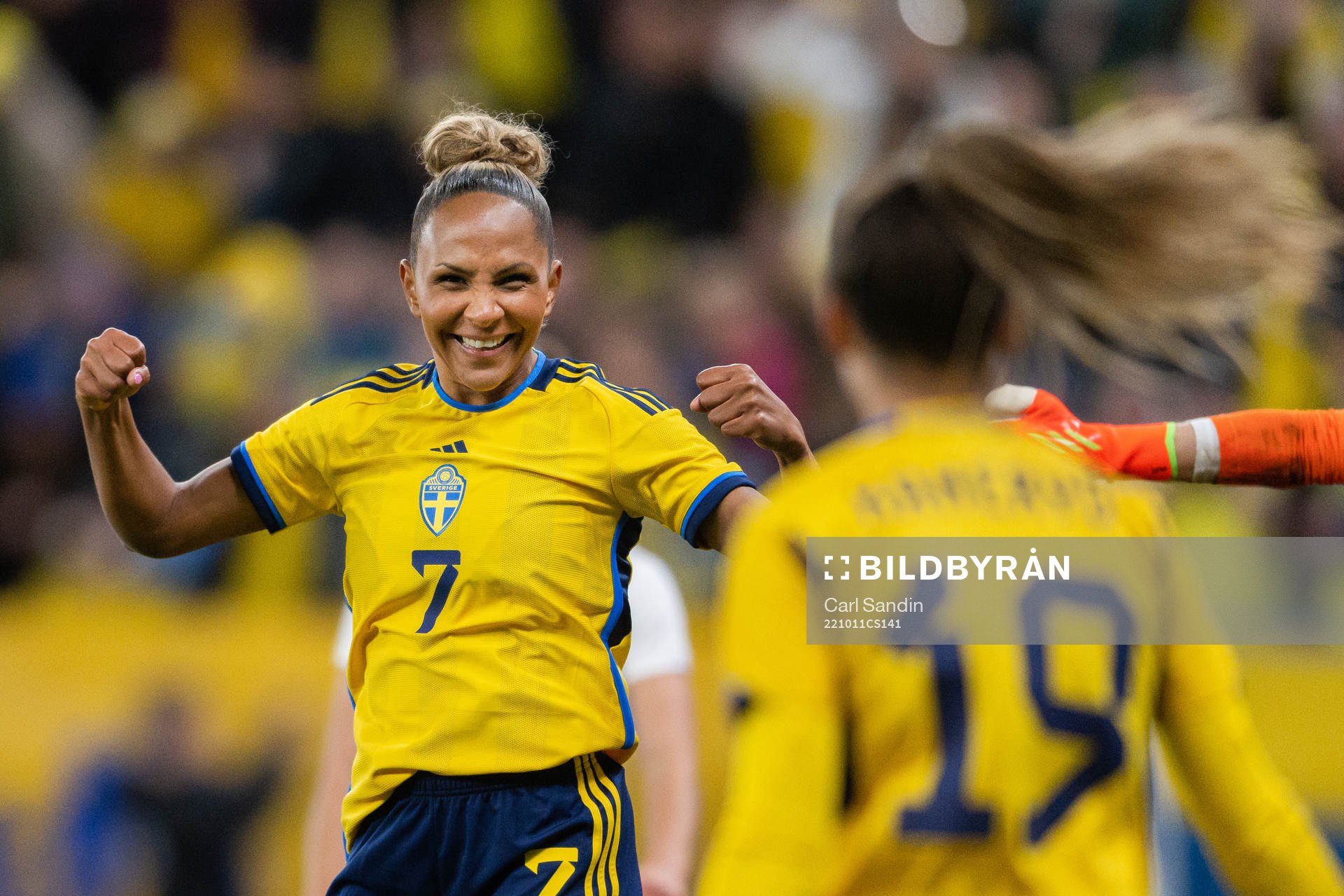 Madelen Janogy of Sweden celebrates the 3-0 goal