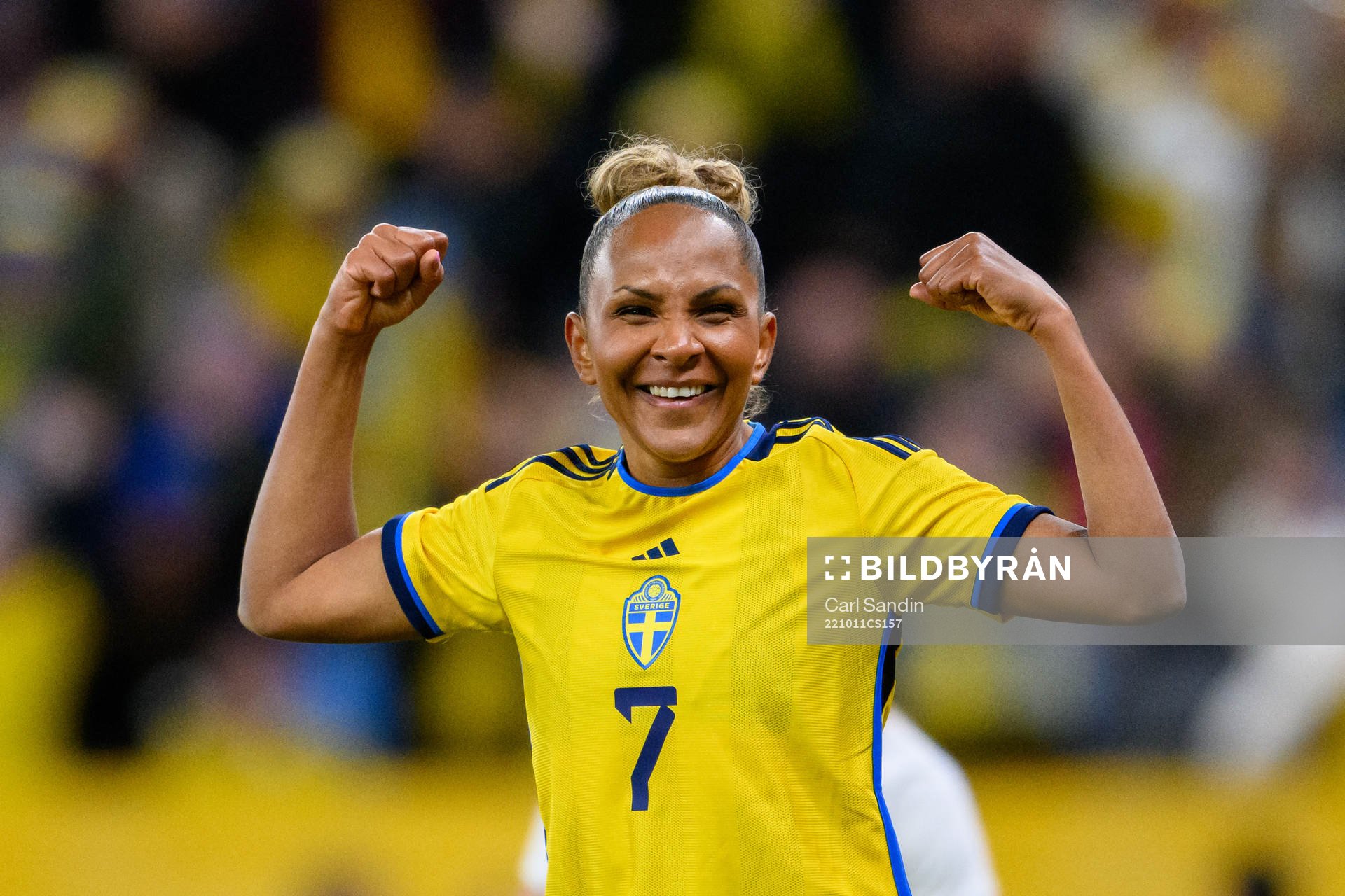 Madelen Janogy of Sweden celebrates