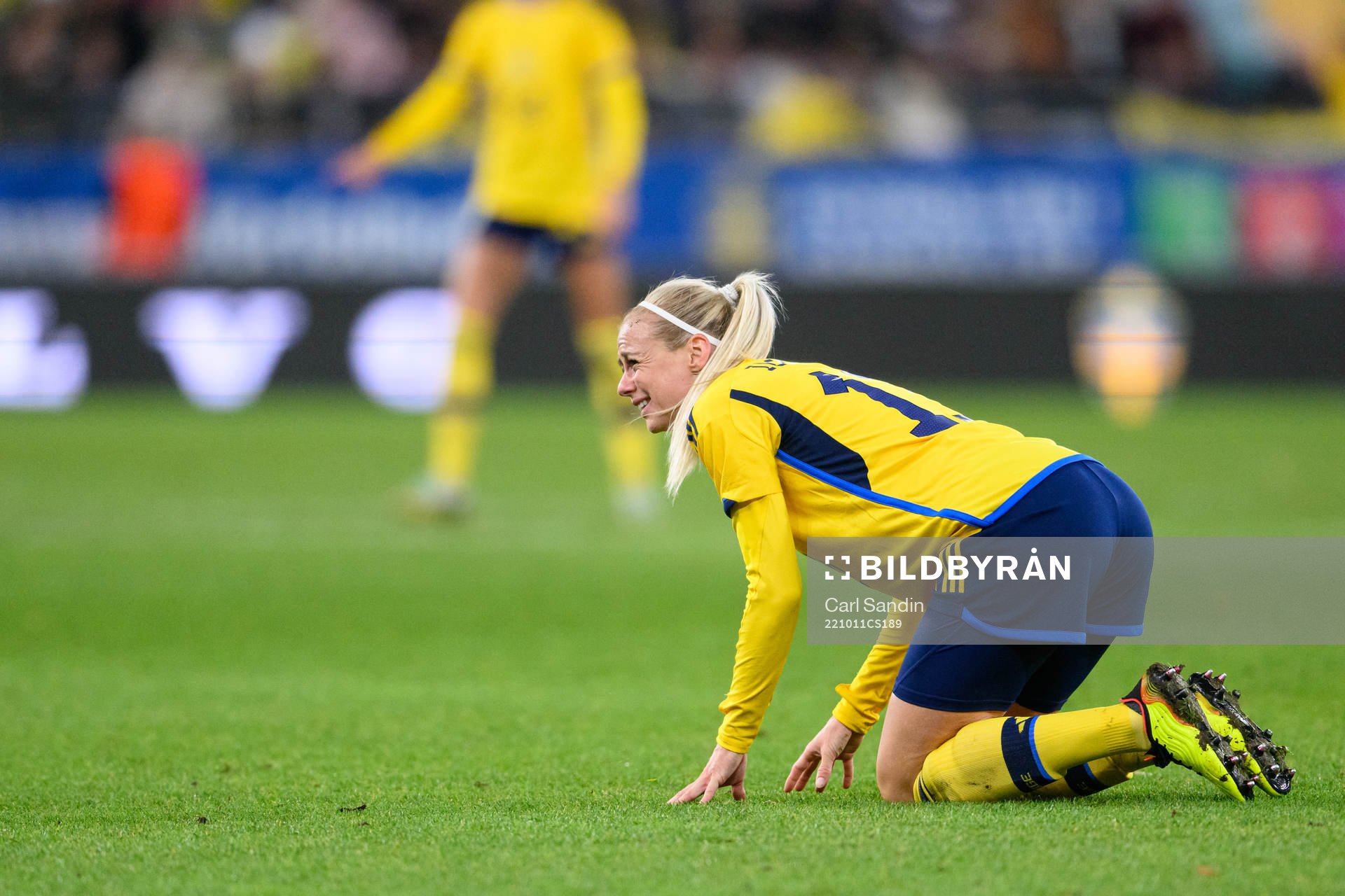 Amanda Ilestedt of Sweden in pain
