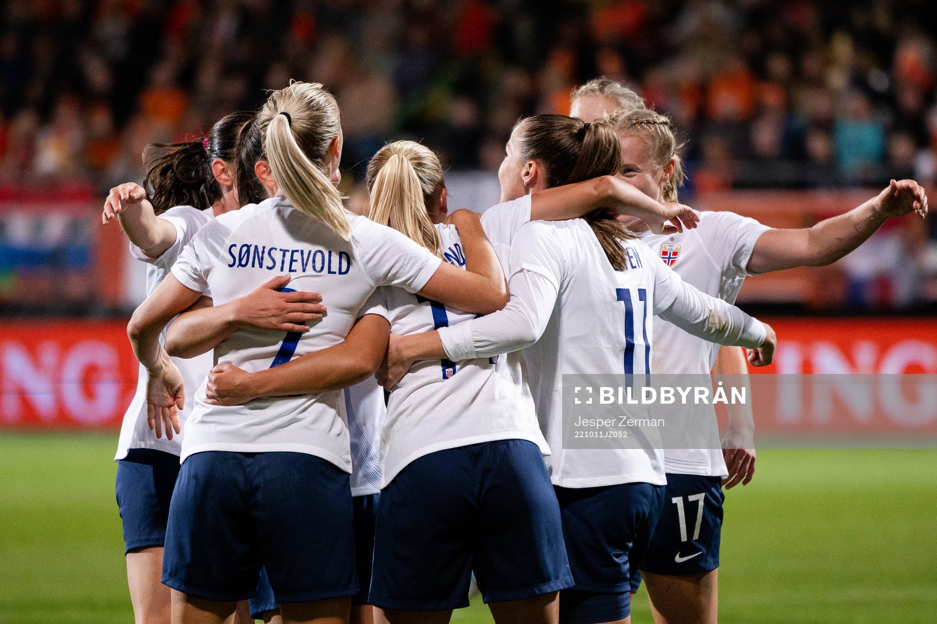 Players of Norway celebrate the 0-2 goal