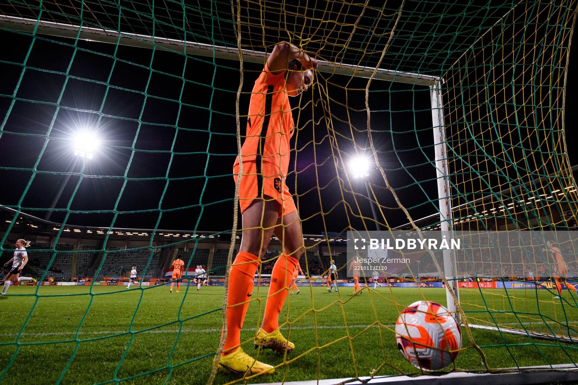 Caitlin Dijkstra of The Netherlands looks dejected as