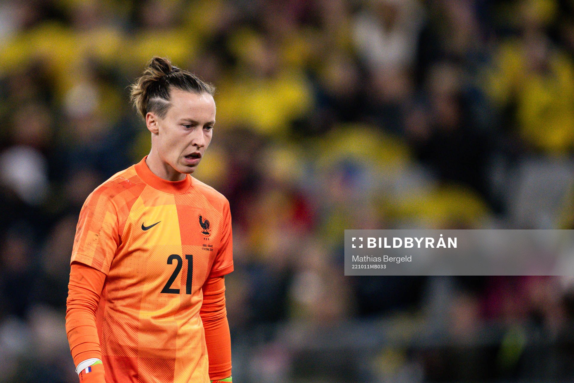 Goalkeeper Pauline Peyraud-Magnin of France looks dejected