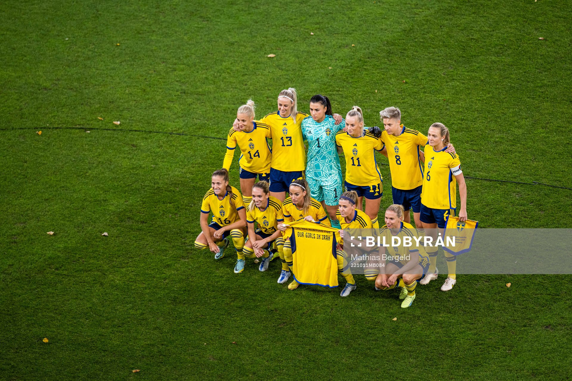 The starting eleven of Sweden pose for a team photo