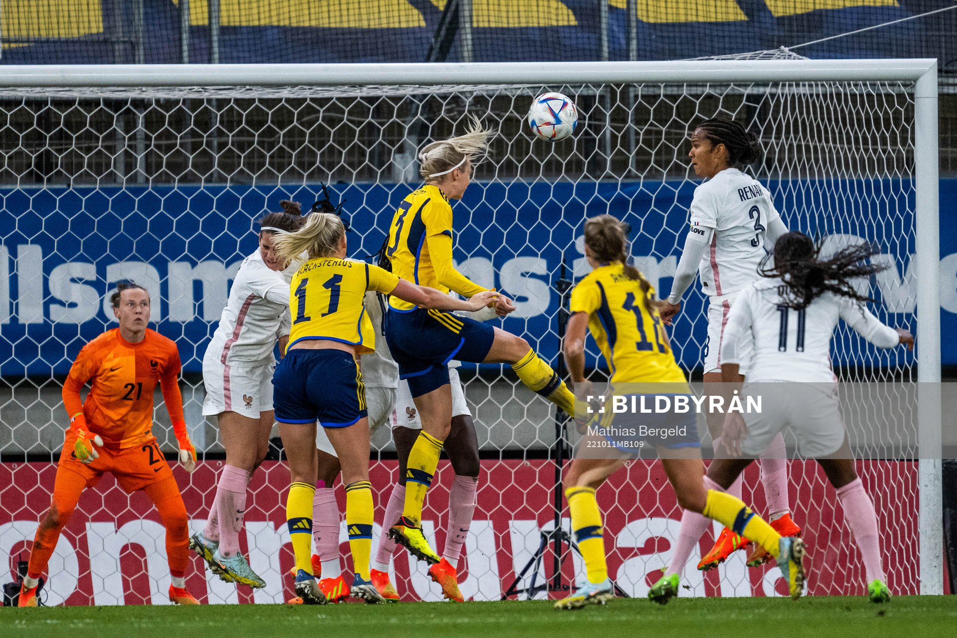 Amanda Ilestedt of Sweden scores 2-0 behind goalkeeper