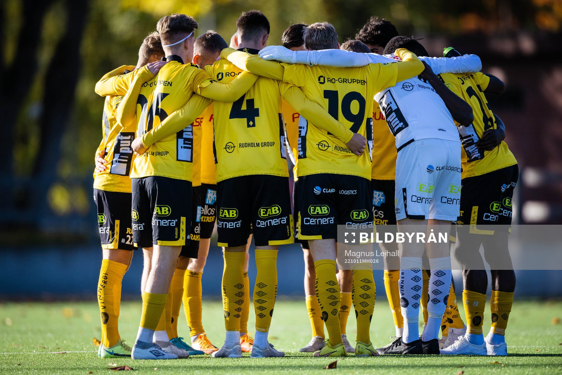 Elfsborgs innan fotbollsmatchen i U21 Allsvenskan mellan Östers IF och Elfsborg den 11 oktober 2022 i Växjö. 