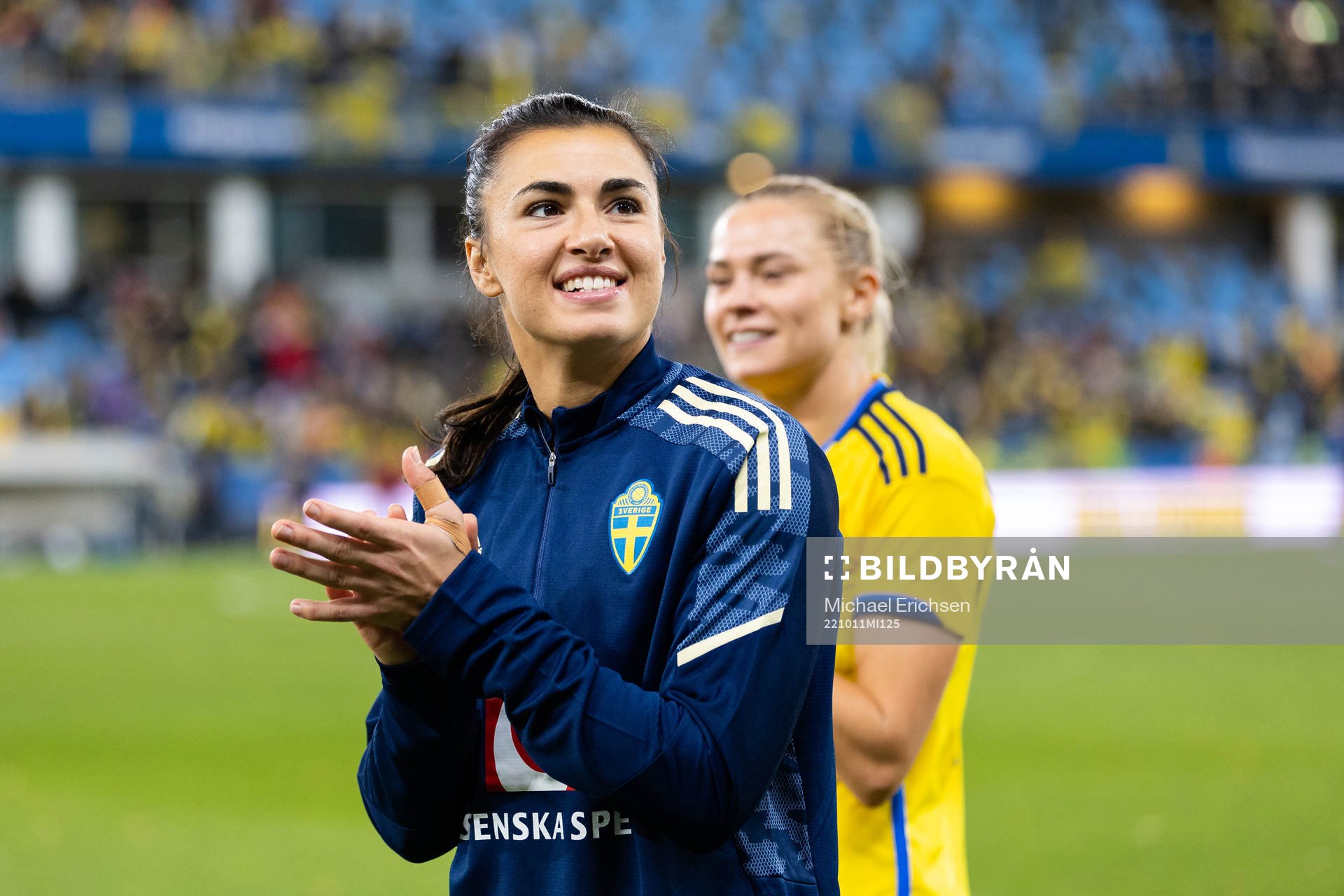 Goalkeeper Zecira Musovic of Sweden celebrates