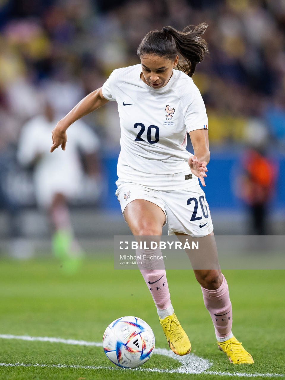Delphine Cascarino of France during the women's international friendly football match between Sweden and France on October 11, 2022 in Gothenburg.