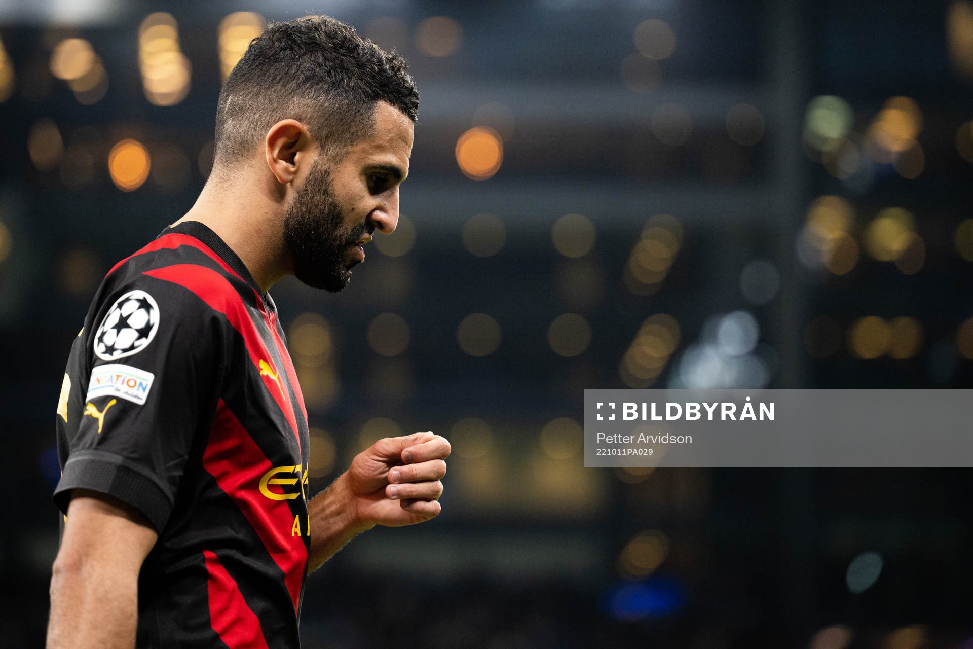 Riyad Mahrez of Manchester City looks dejected
