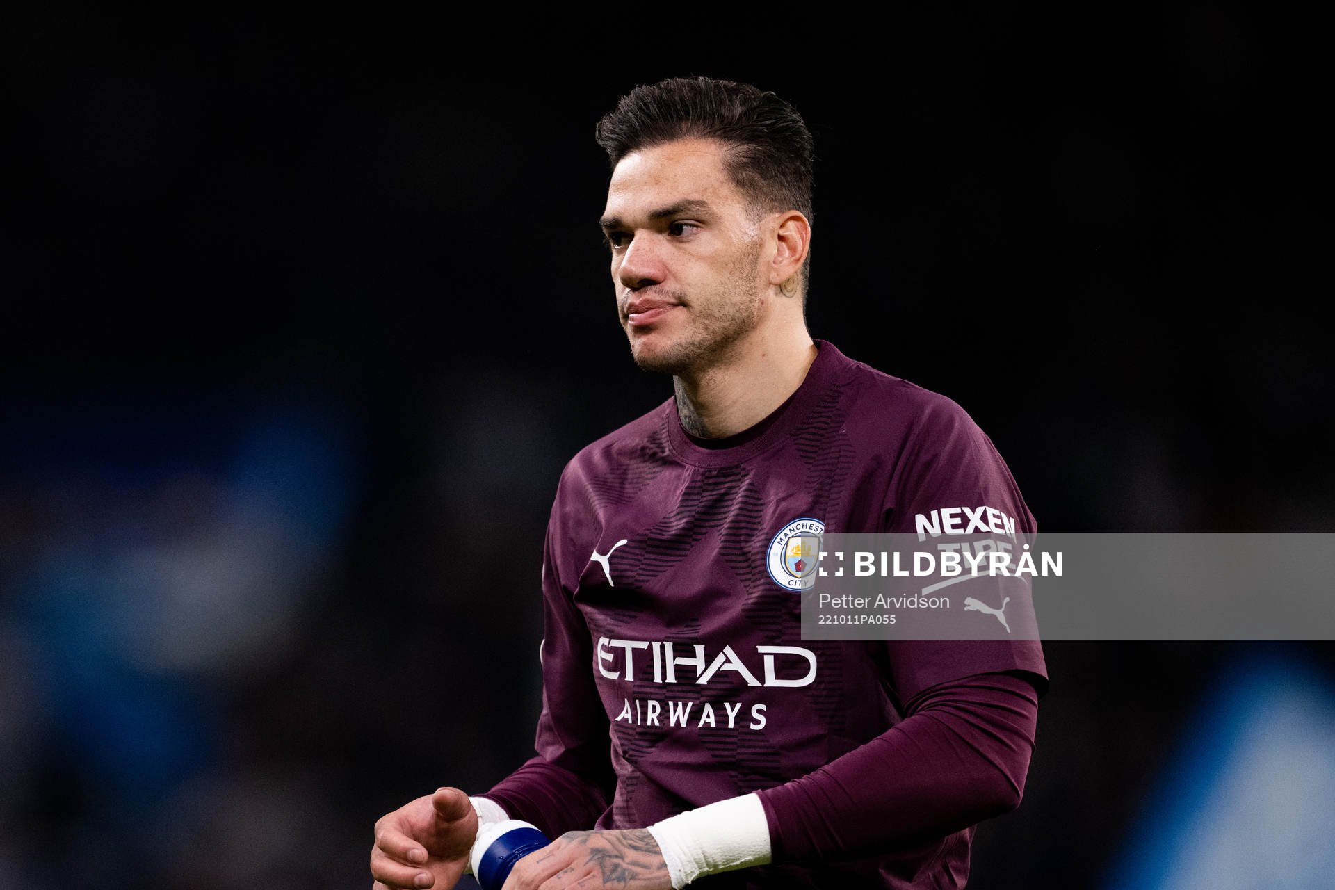 Goalkeeper Ederson of Man City looks dejected