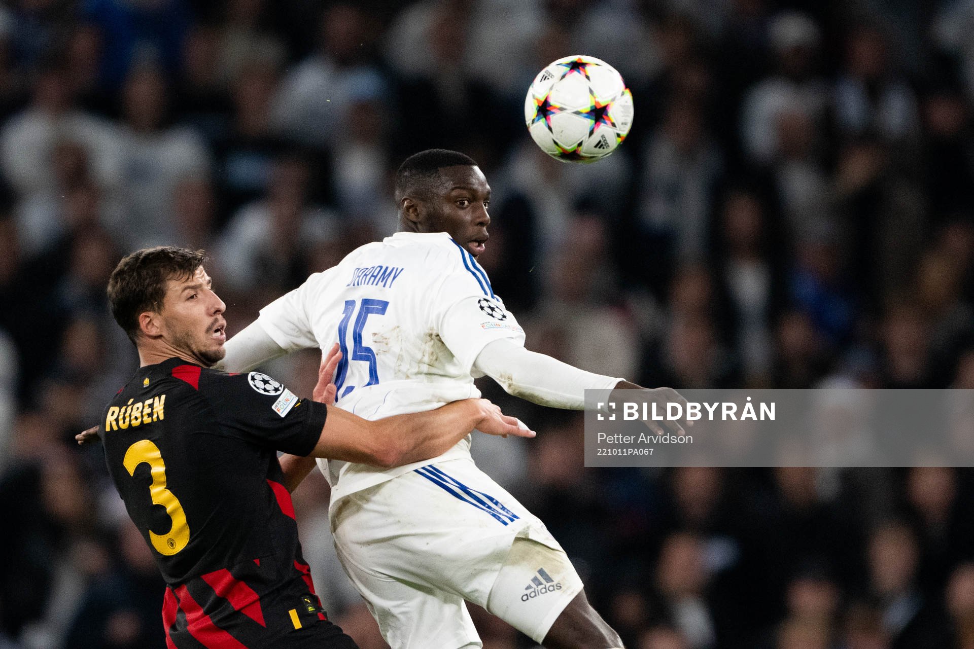 Ruben Dias of Man City and Mohamed Daramy of Copenhagen