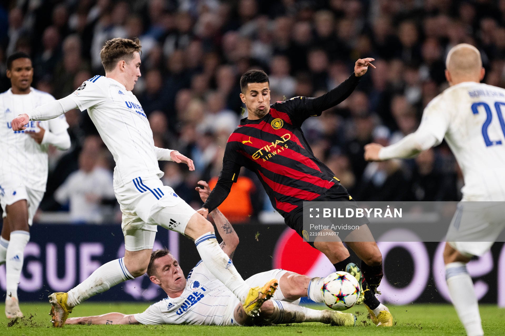 Lukas Lerager of Copenhagen and Joao Cancelo of Man City
