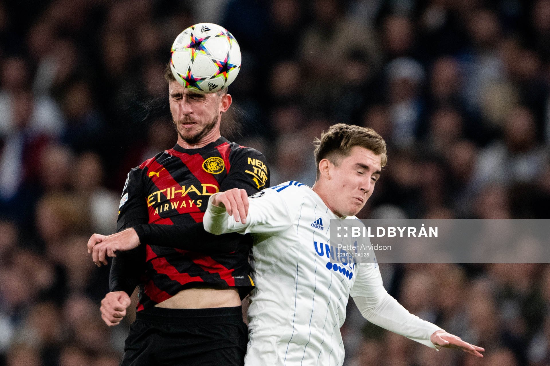 Aymeric Laporte of Man City and Isak Bergmann Johannesson