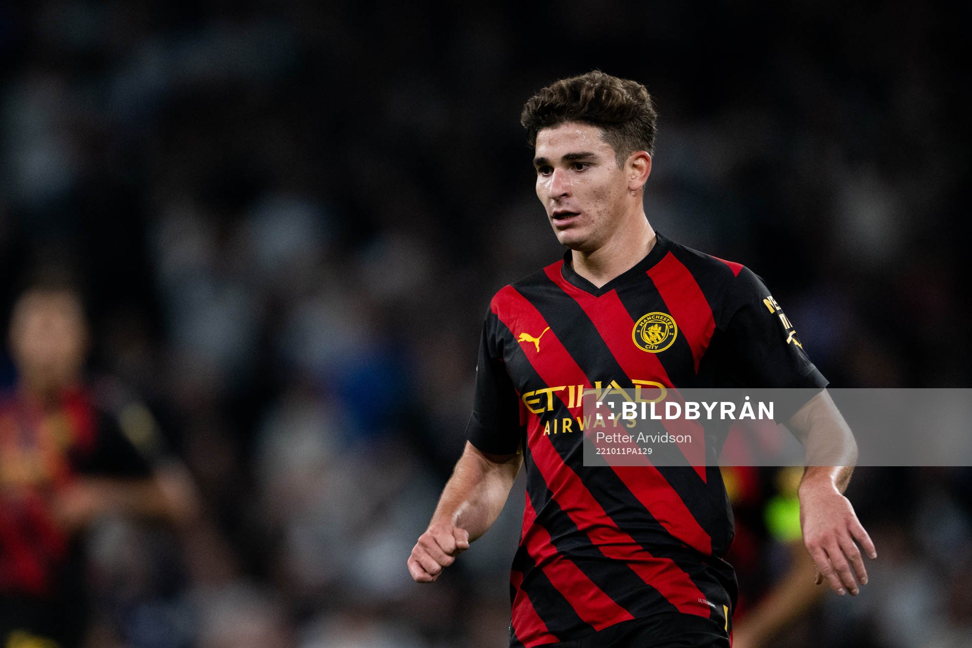 Julian Alvarez of Man City during the UEFA Champions League football match between FC Copenhagen and Manchester City on October 11, 2022 in Copenhagen.