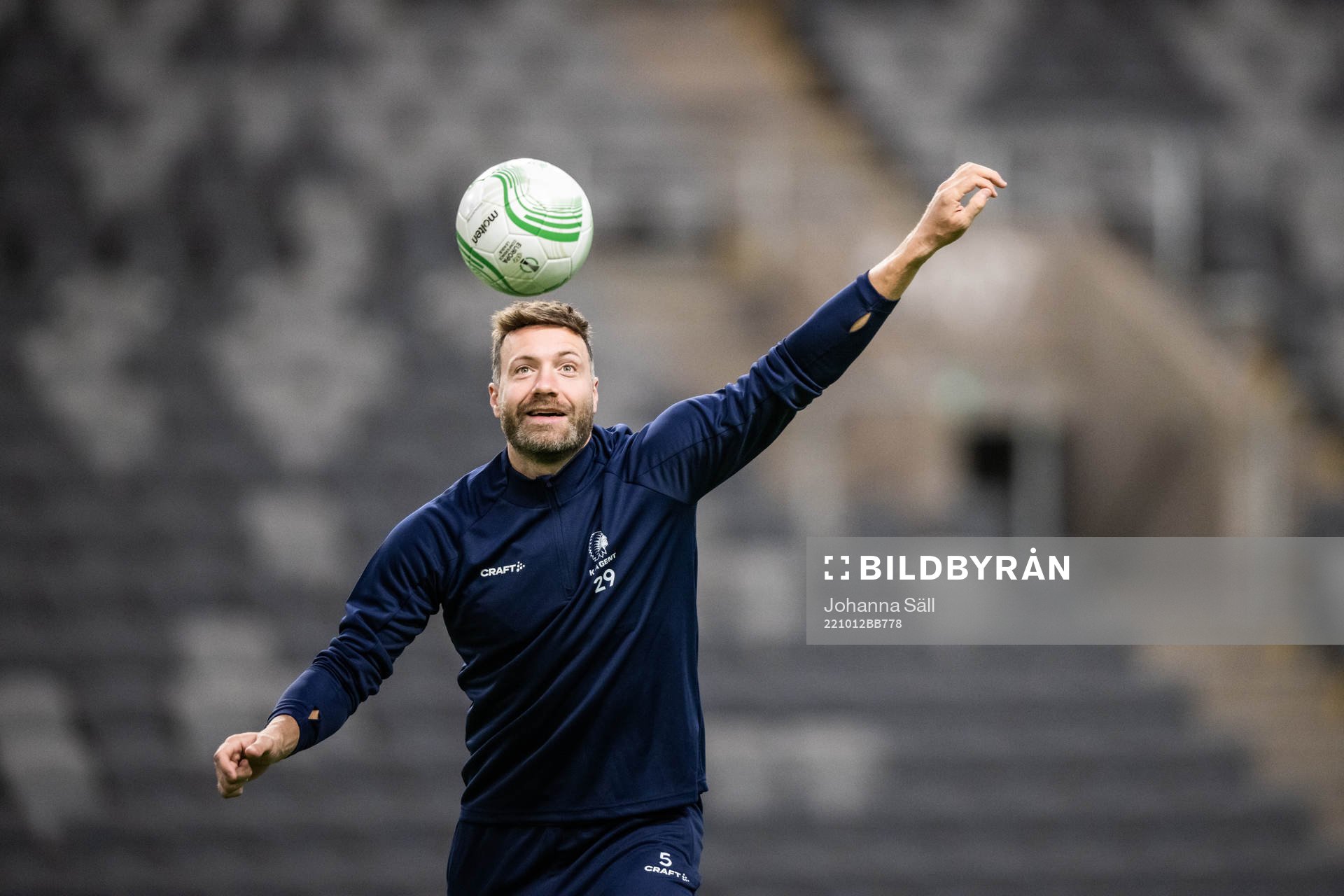 Laurent Depoitre during a training session with Gent on October 12, 2022 in Stockholm. 