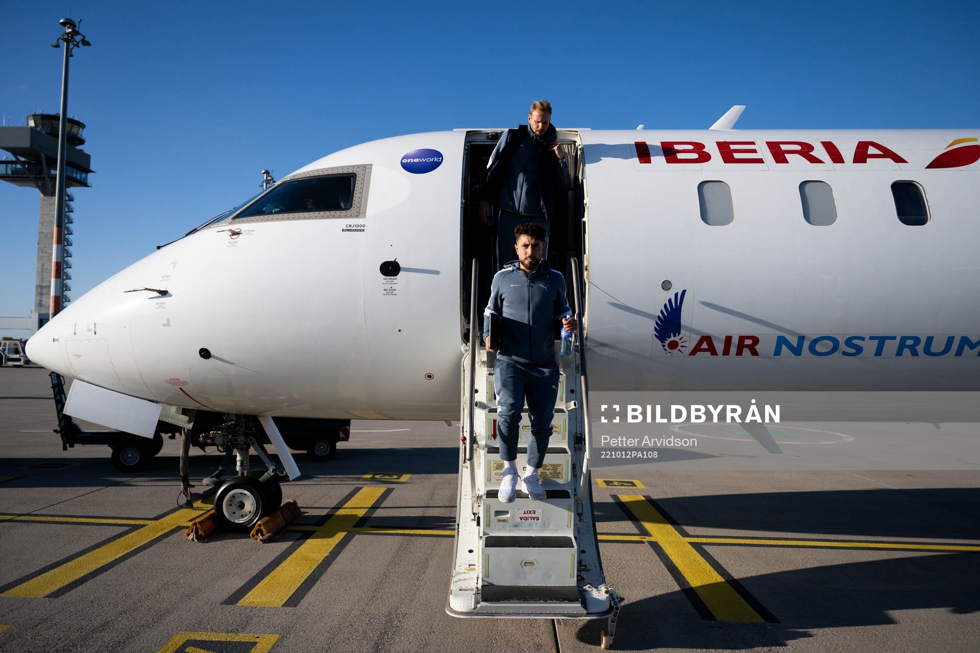 Moustafa Zeidan and Ola Toivonen arrives in Berlin during the team travel from Malmö to Berlin ahead of Europa League on October 12, 2022 in Berlin.