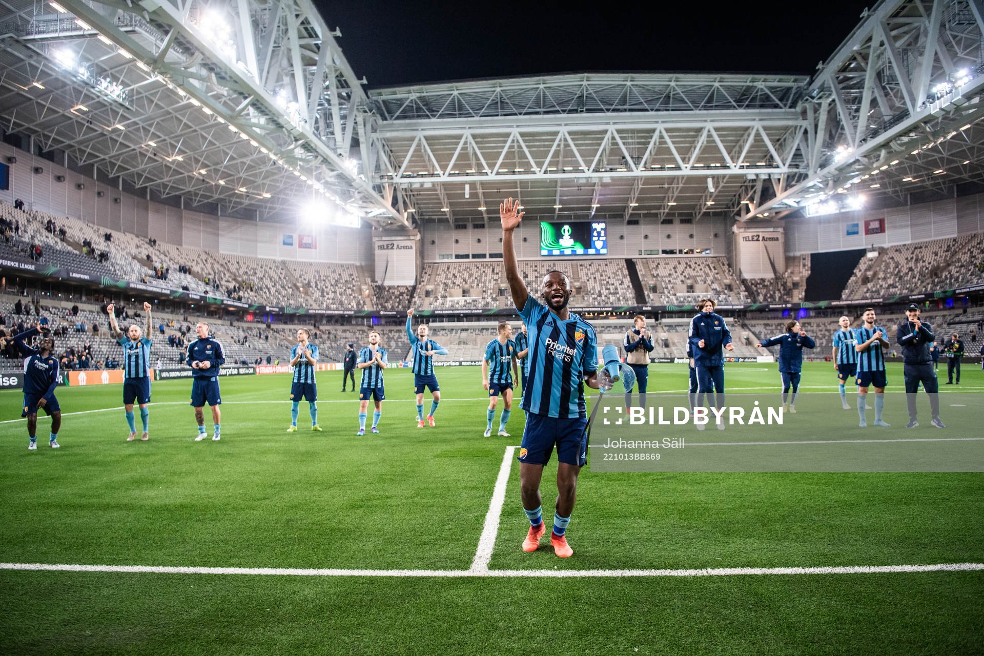 Emmanuel Justine Rabby Banda of Djurgården celebrates