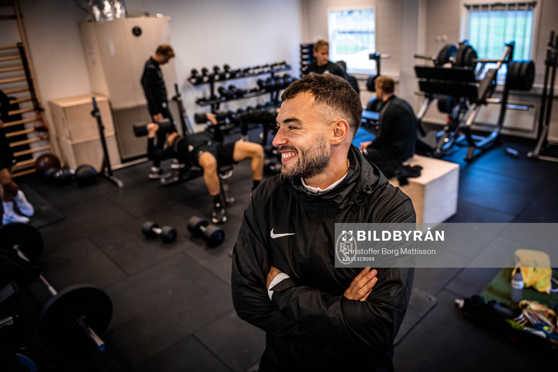 Fysioterapeut Sebastian Ceder under en träning med Landskrona den 13 oktober 2022 i Landskrona. 