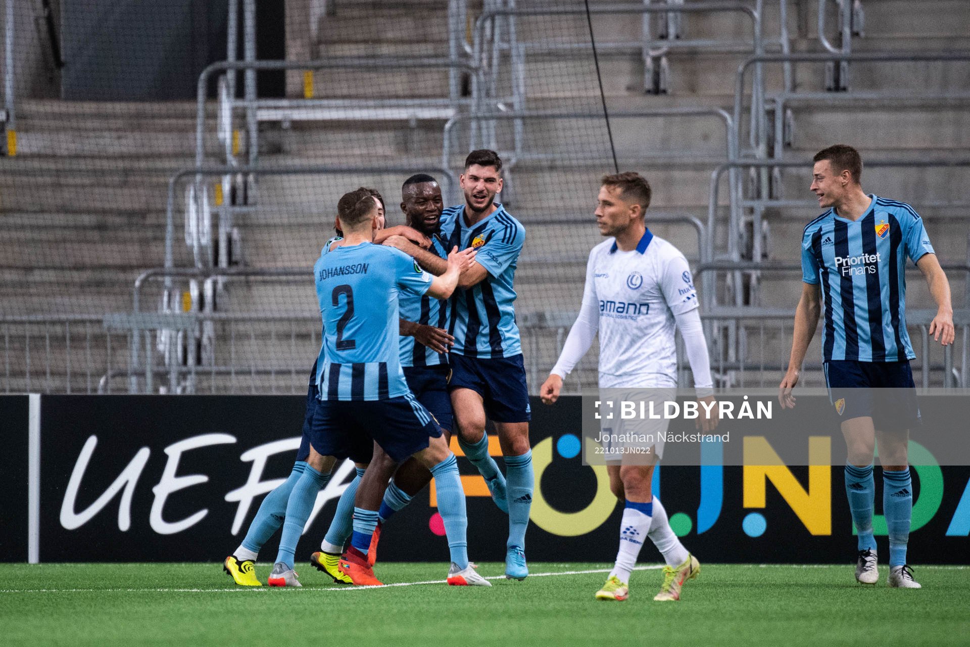Emmanuel Justine Rabby Banda of Djurgården celebrates with