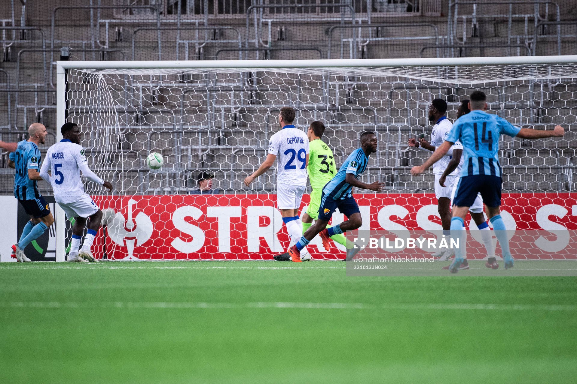 Emmanuel Justine Rabby Banda of Djurgården celebrates