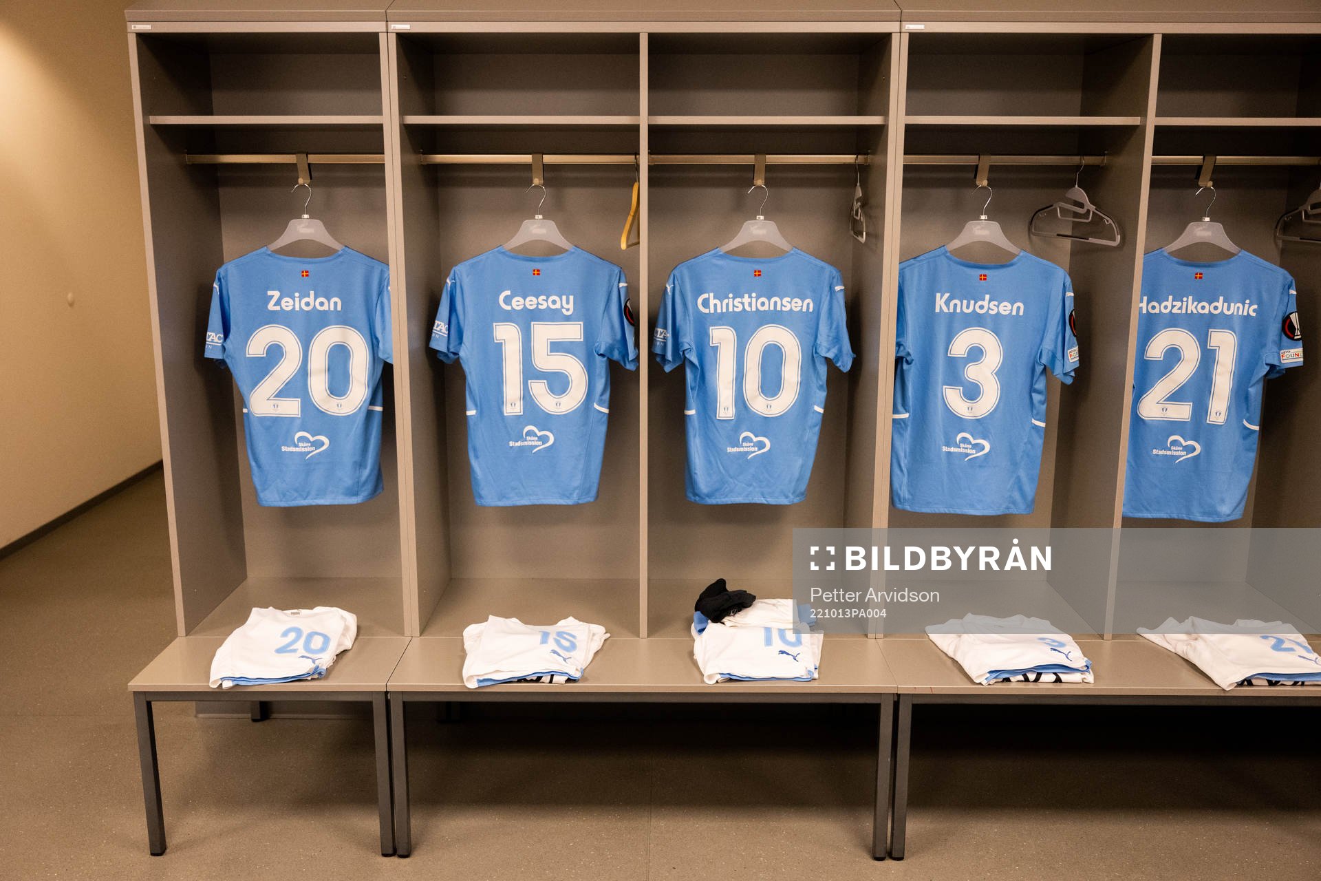 The kits of Moustafa Zeidan, Joseph Ceesay, Anders