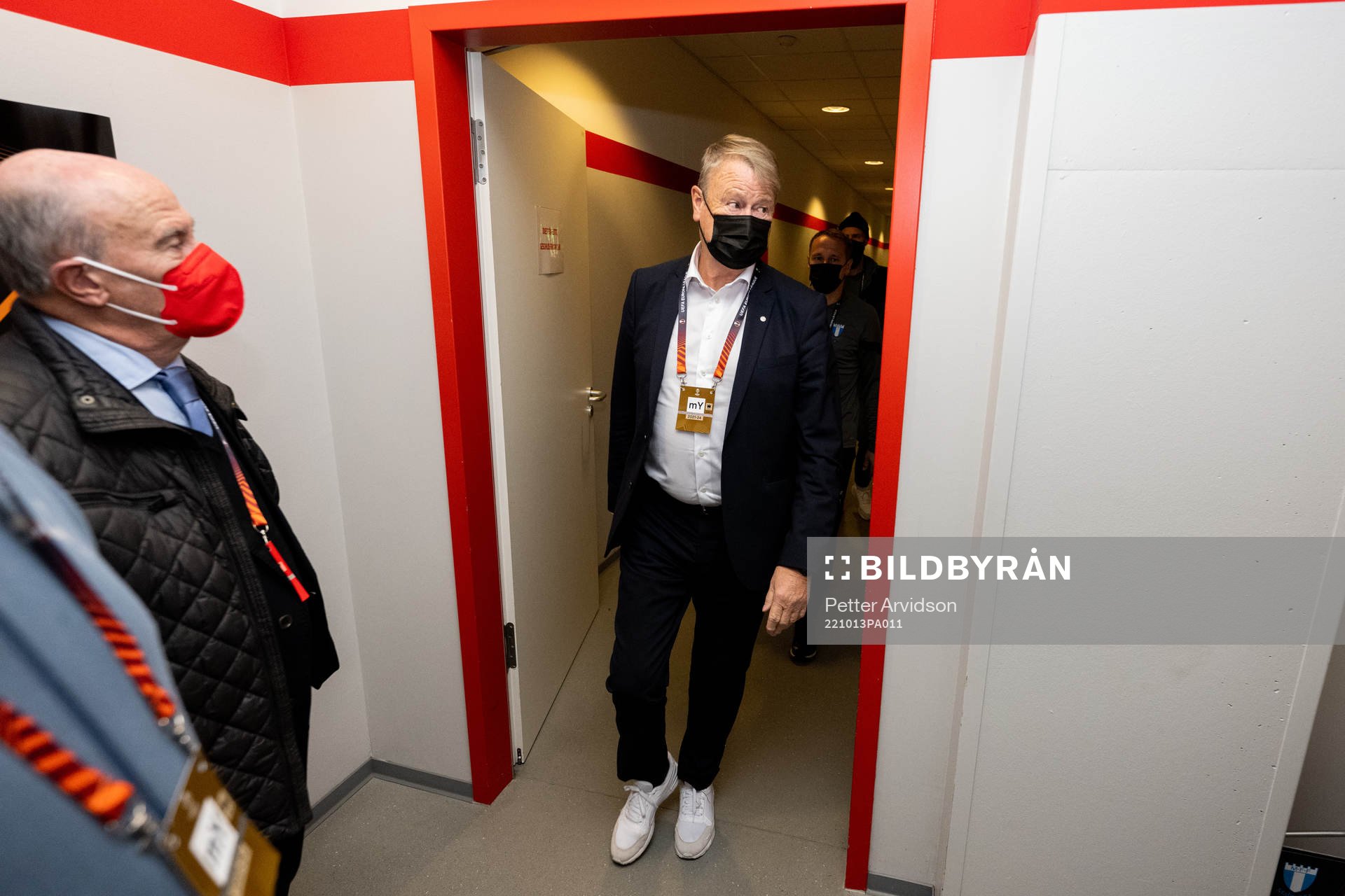 Head coach Åge Hareide of Malmö FF arrives to the stadium
