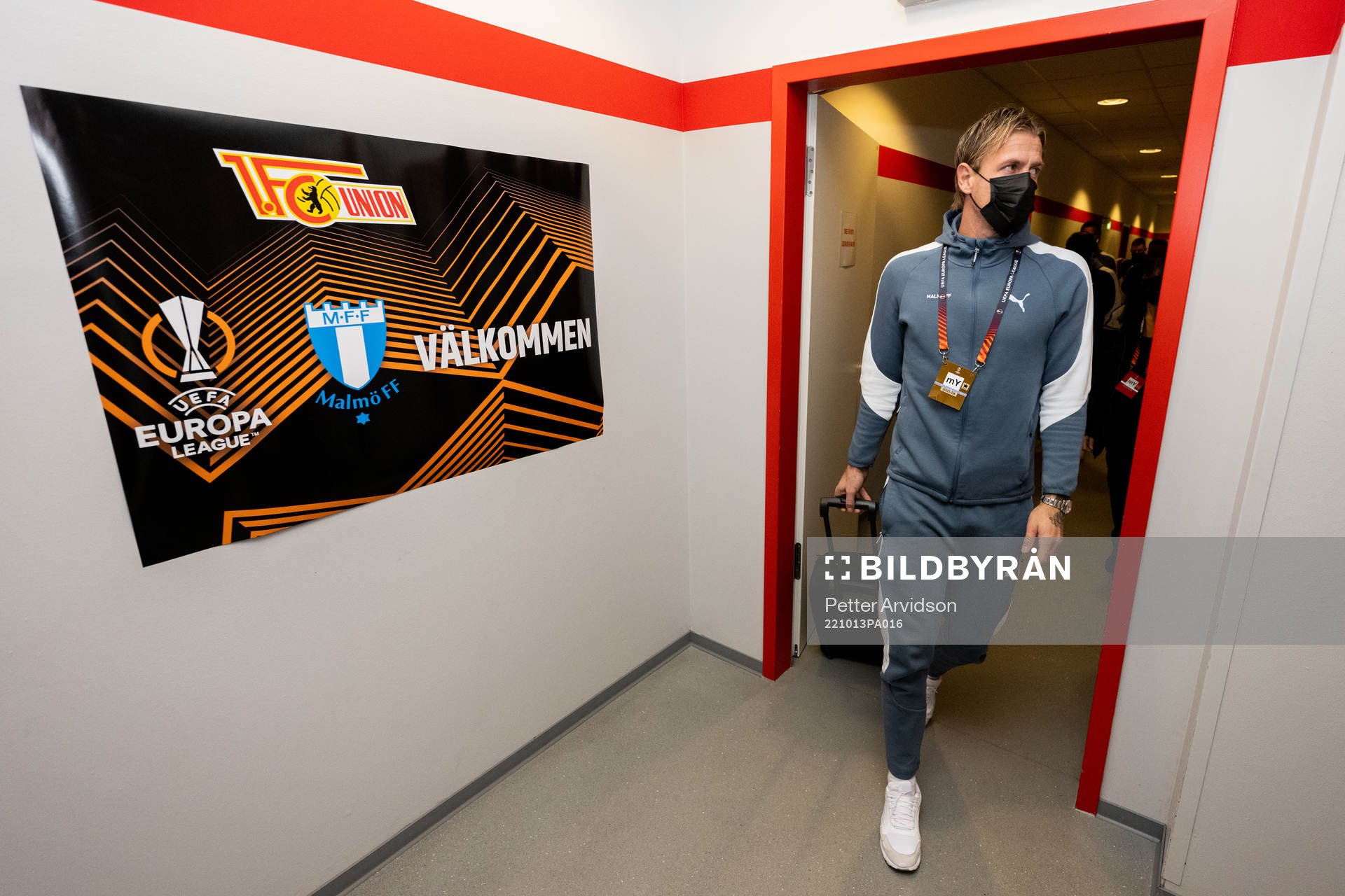 Goalkeeper Johan Dahlin of Malmö FF arrives to the stadium