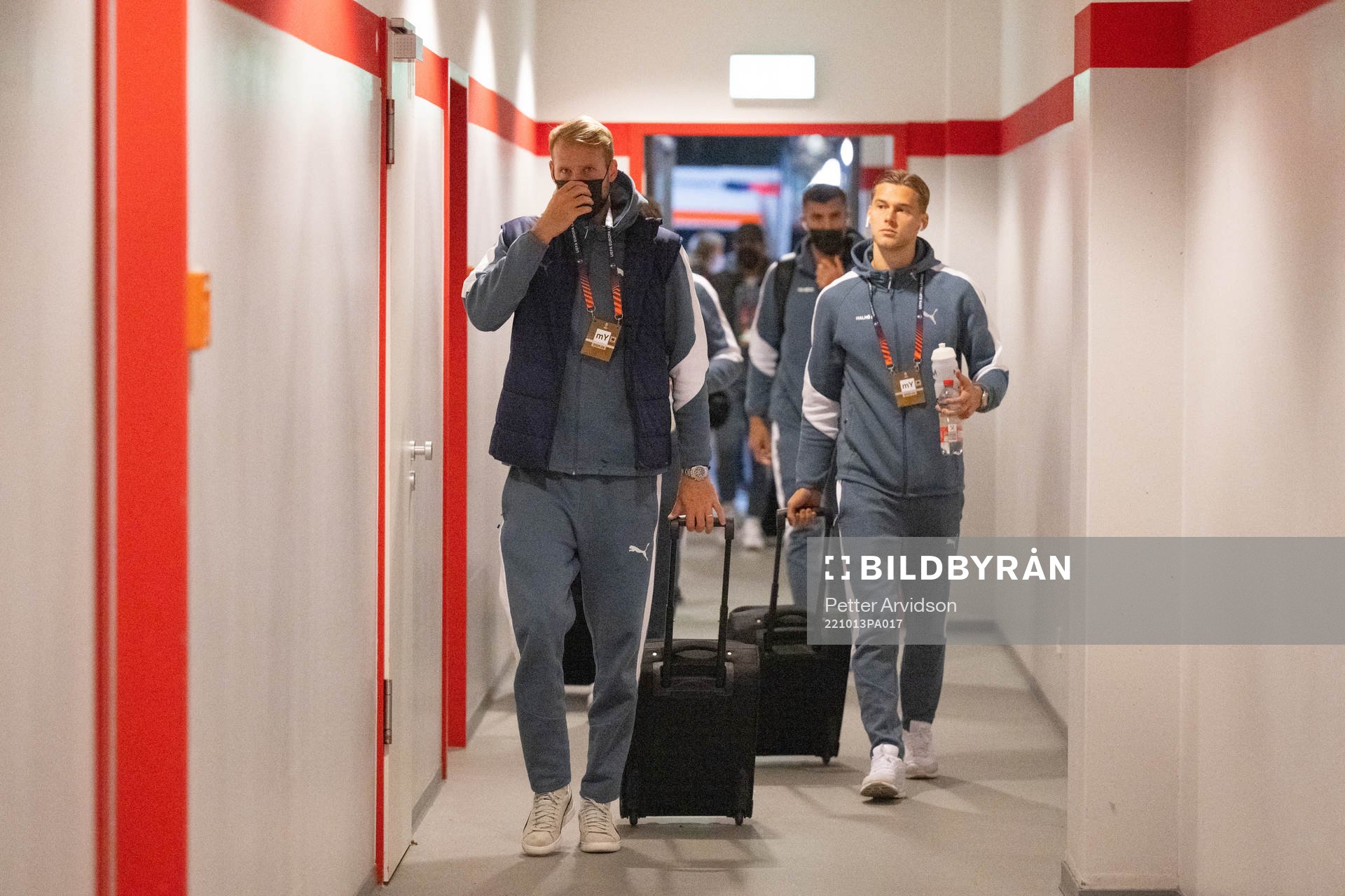 Ola Toivonen and Felix Beijmo of Malmö FF arrives to the stadium ahead of the UEFA Europa League match between Union Berlin and Malmö FF on October 13, 2022 in Berlin .